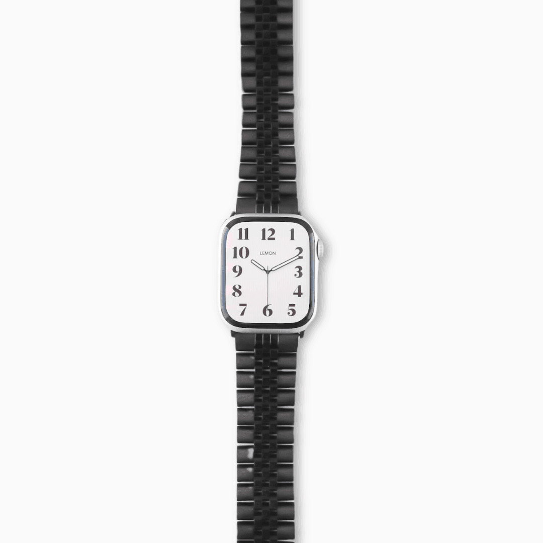 (St-Steel) Jubilee Apple Watch Strap - Black
