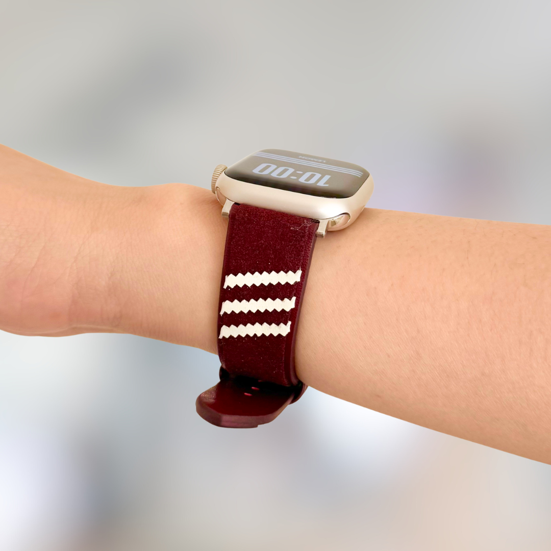 Samba Suede Leather Apple Watch Band - Wine Red