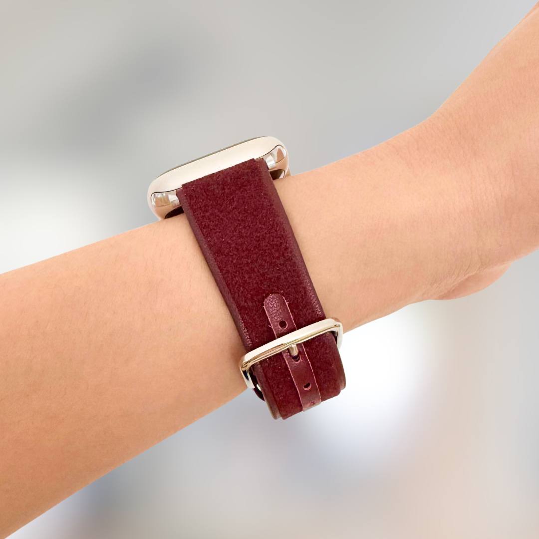 Samba Suede Leather Apple Watch Band - Wine Red