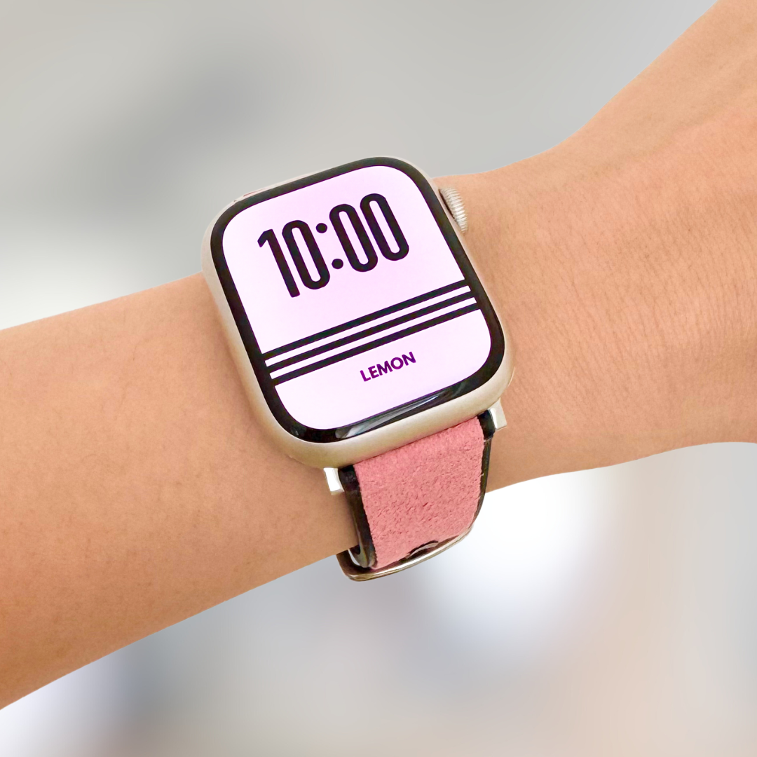 Samba Suede Leather Apple Watch Band - Black Pink