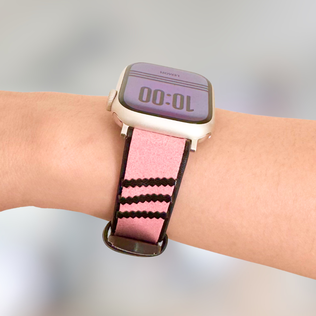 Samba Suede Leather Apple Watch Band - Black Pink