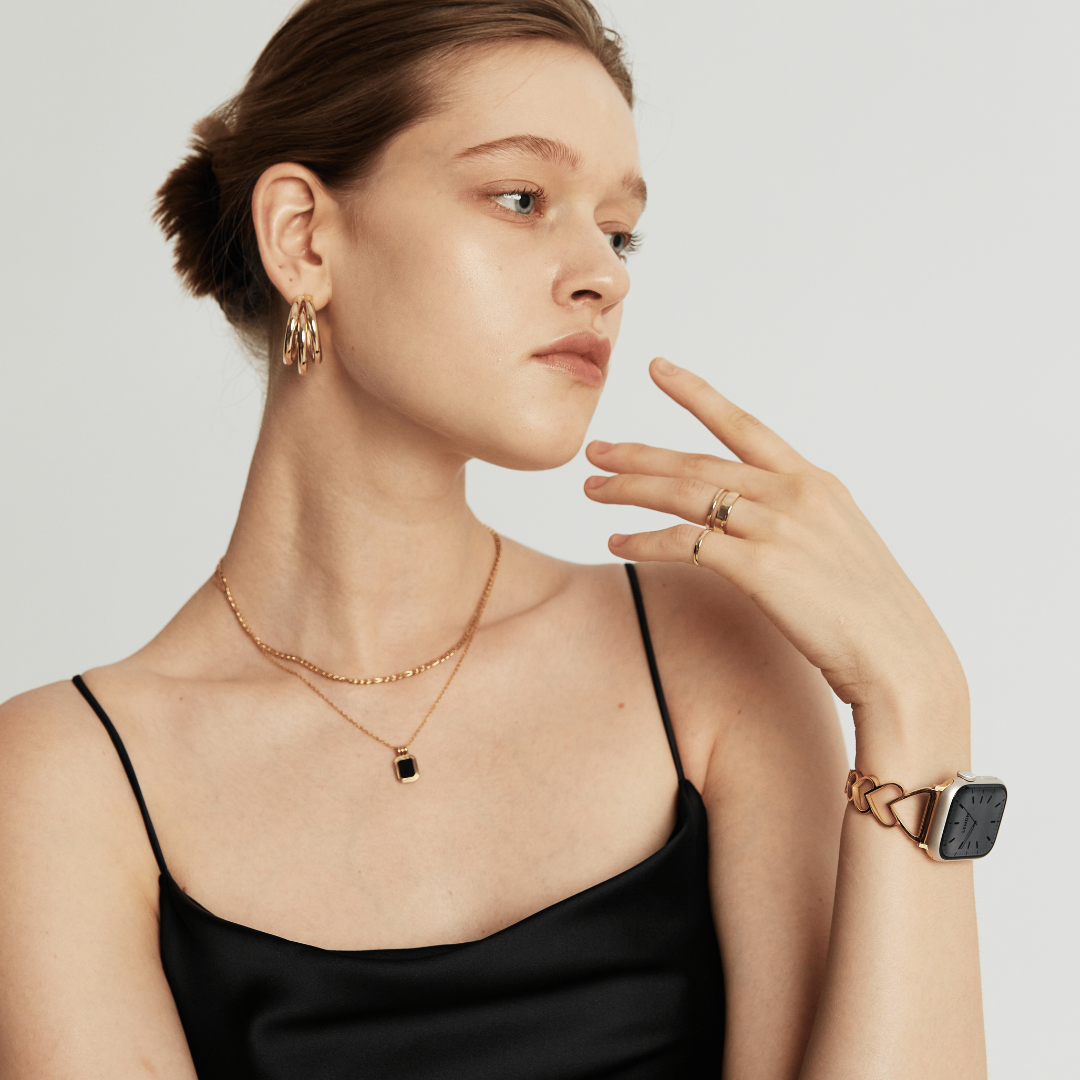 (St-Steel) Heart Chain Apple Watch Bracelet - Gold