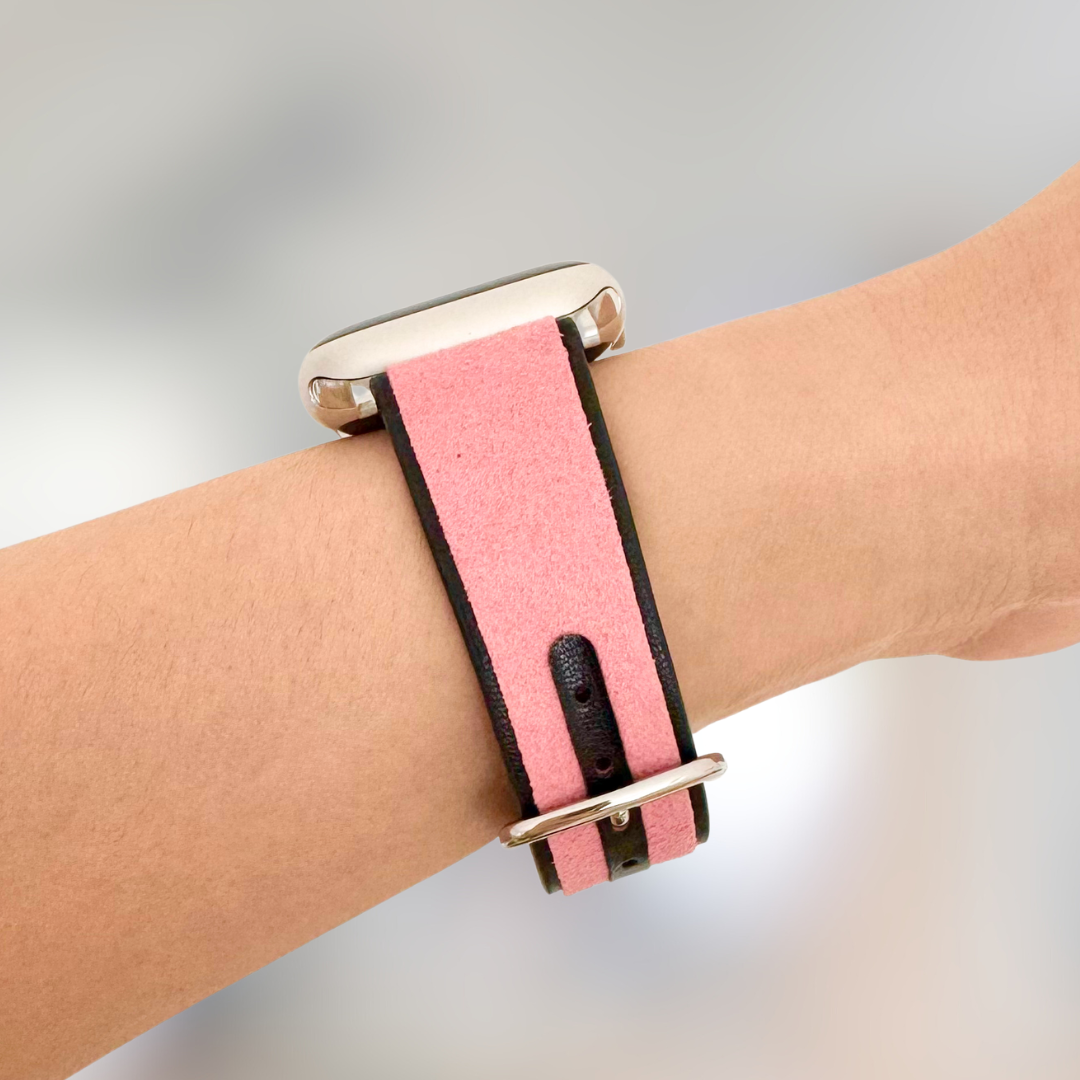 Samba Suede Leather Apple Watch Band - Black Pink