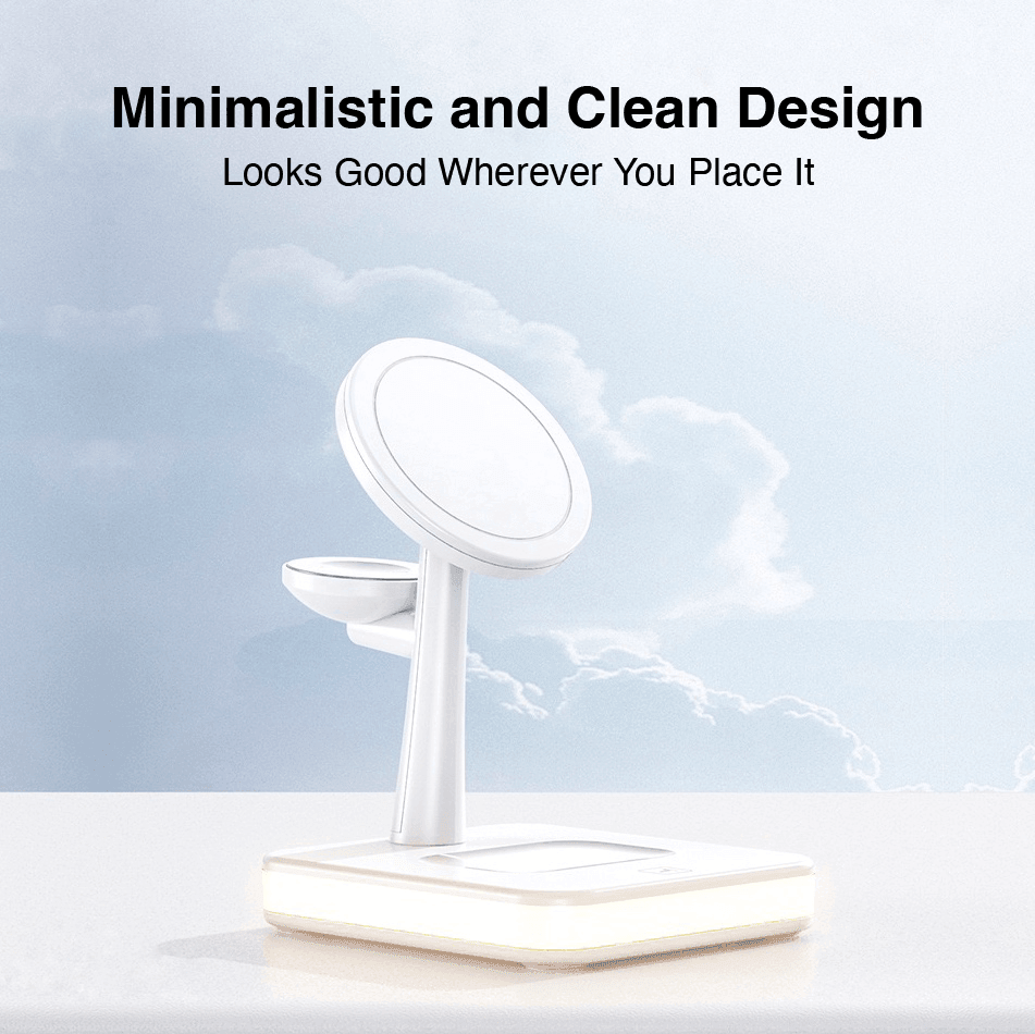 4-in-1 MagSafe Charging Station Dock with Night Light-White