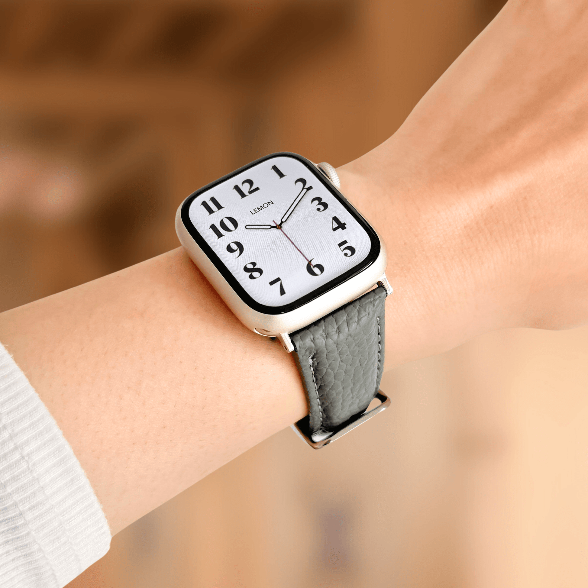 Chain Leather Apple Watch Strap - Grey