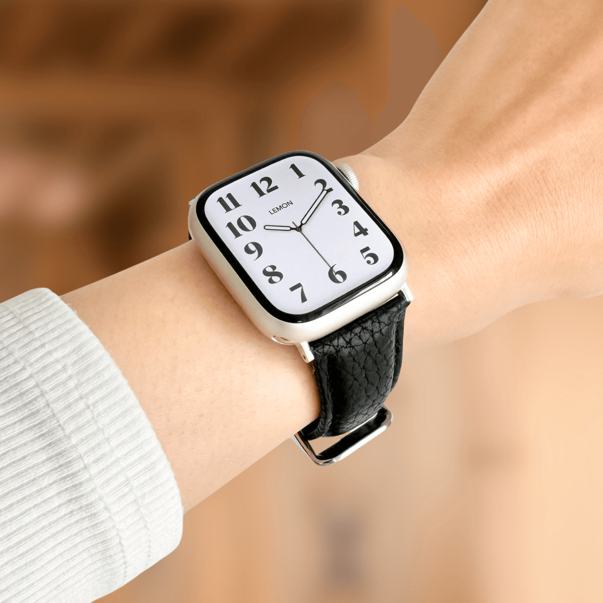 Chain Leather Apple Watch Strap - Black
