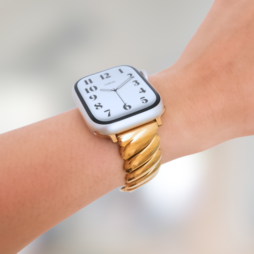 (St-Steel) Twist Glam Apple Watch Bracelet - Gold