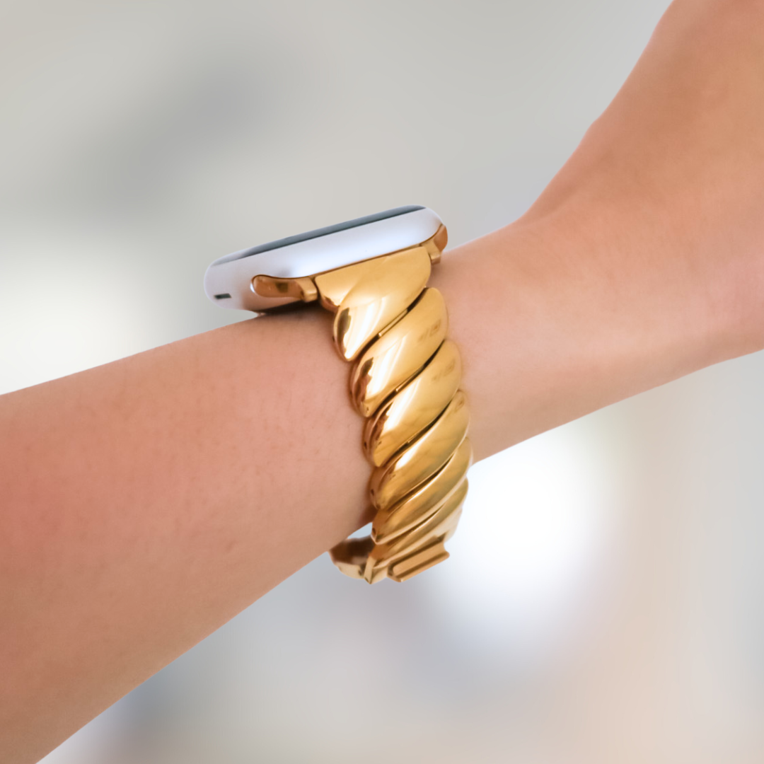 (St-Steel) Twist Glam Apple Watch Bracelet - Gold