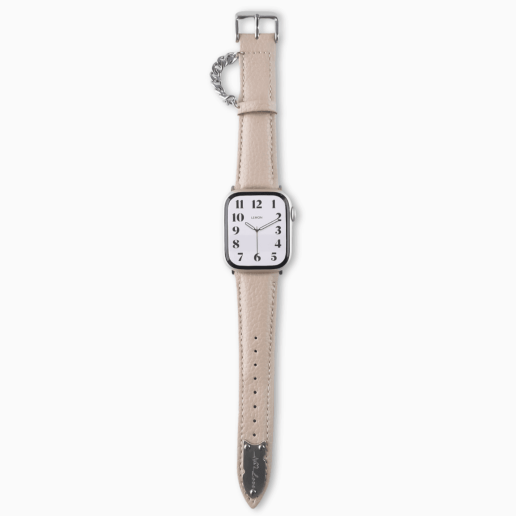 Chain Leather Apple Watch Strap - Beige