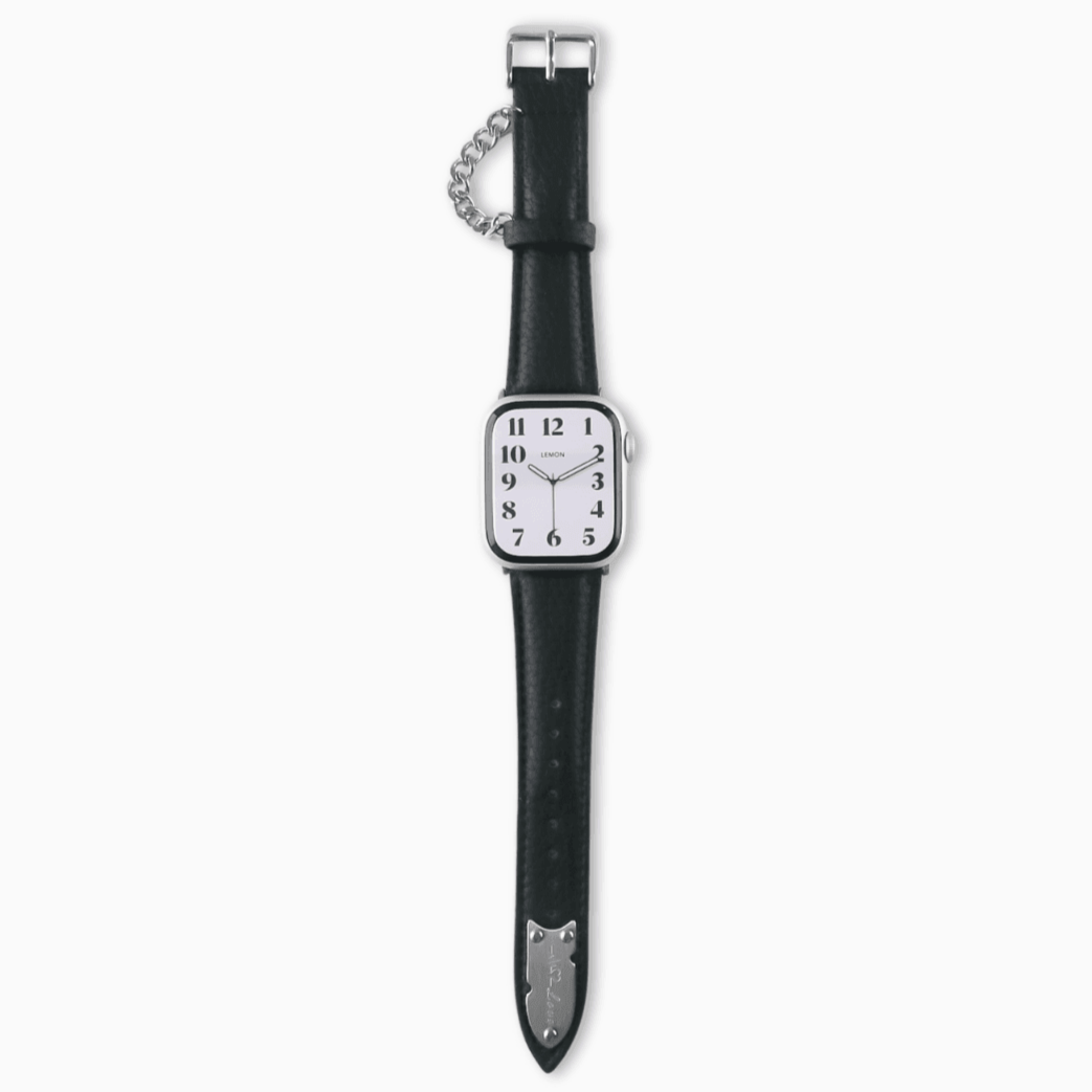 Chain Leather Apple Watch Strap - Black