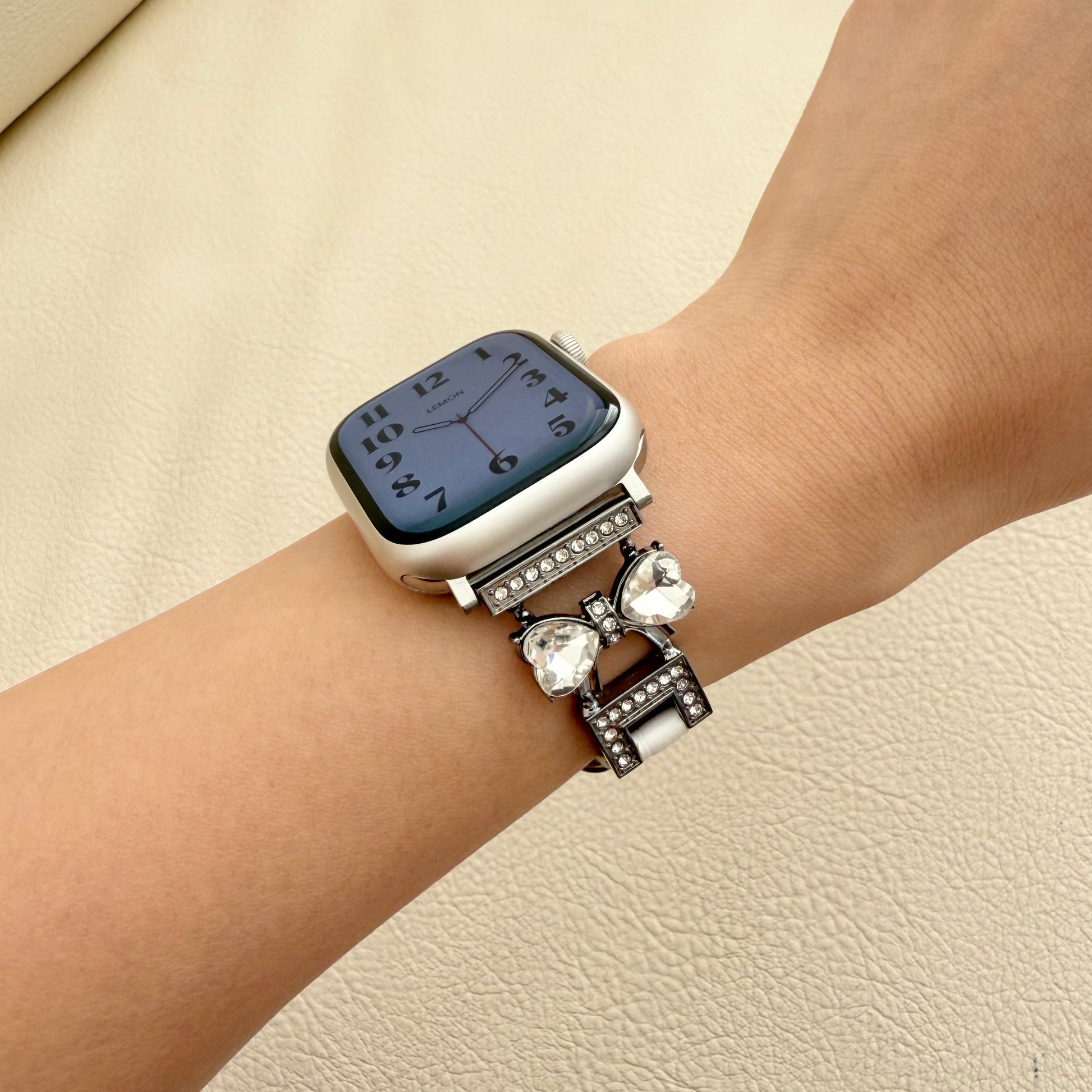 Frostblue Leather Apple Watch Strap - White