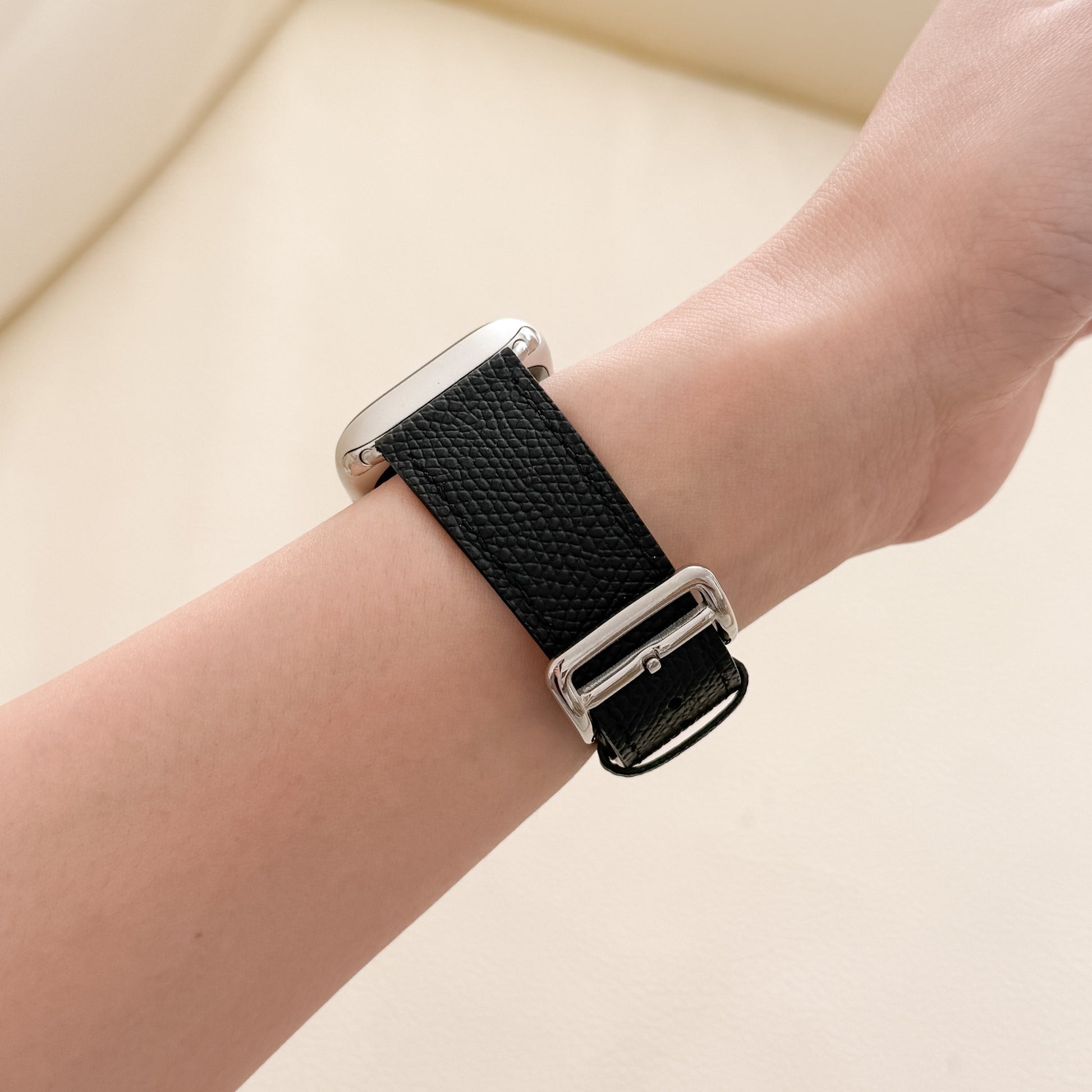 Florence Textured Leather Apple Watch Strap - Black
