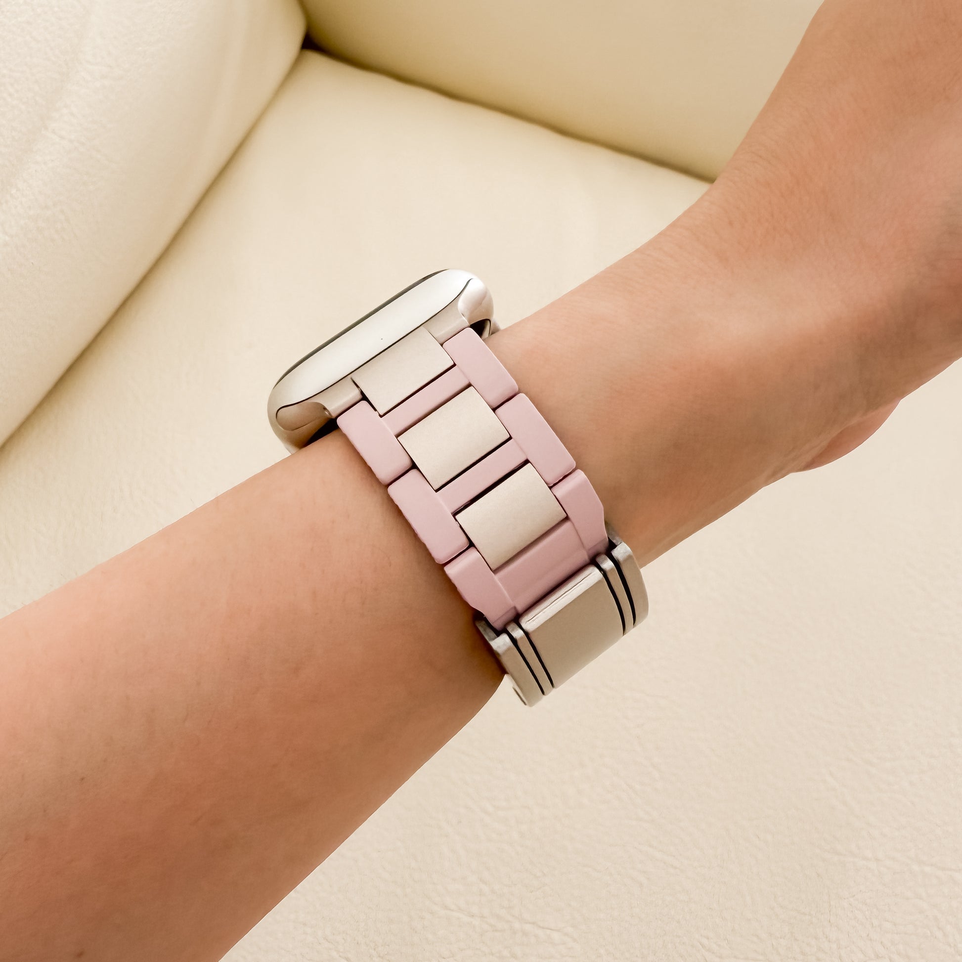 Silicone-Steel Magnetic Apple Watch Strap - Pink