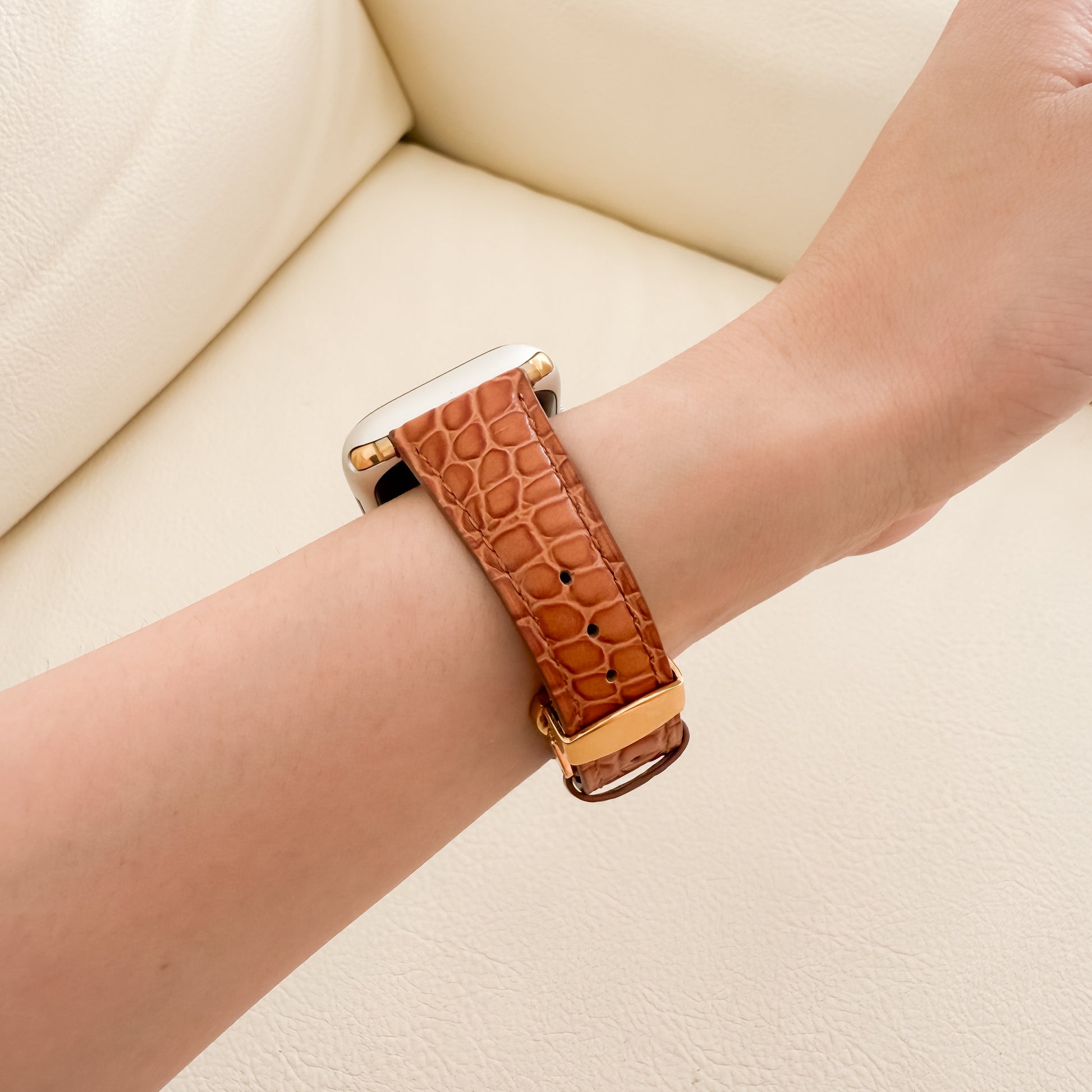 Alligator Leather Apple Watch Strap - Brown