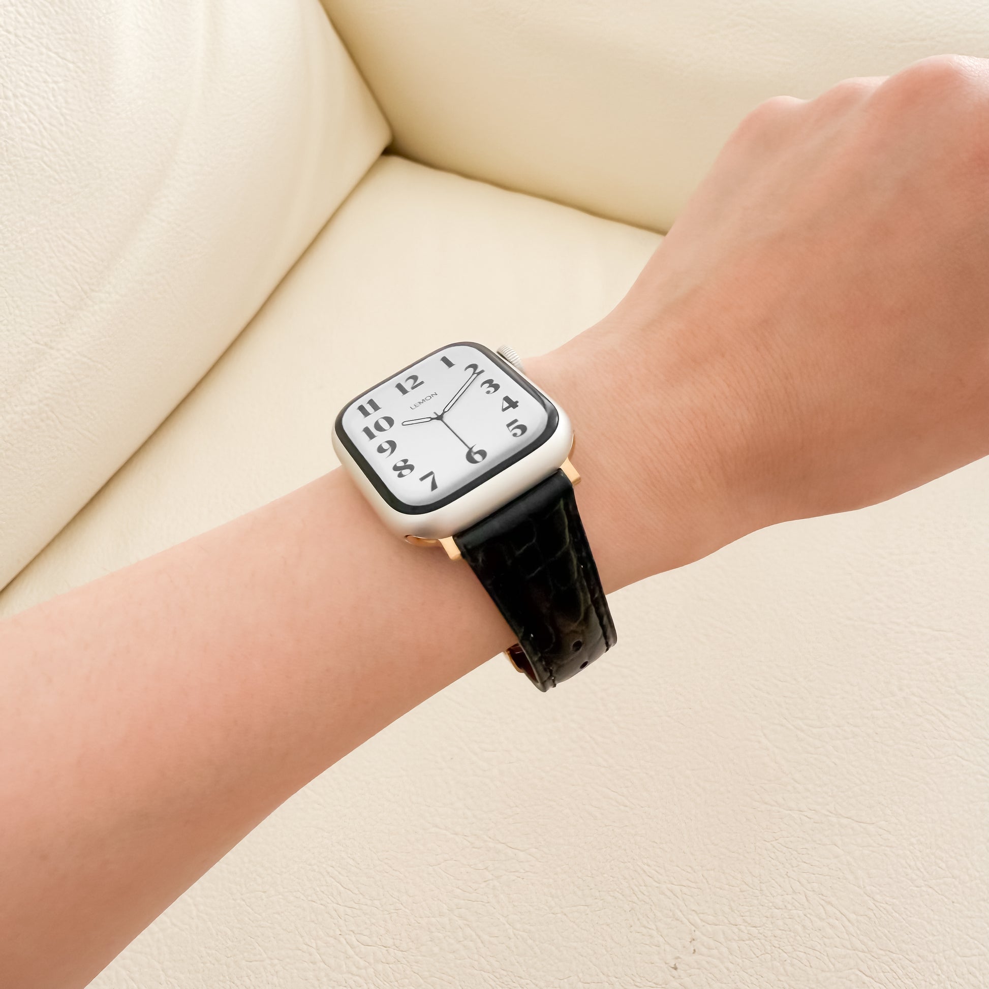 Alligator Leather Apple Watch Strap - Black
