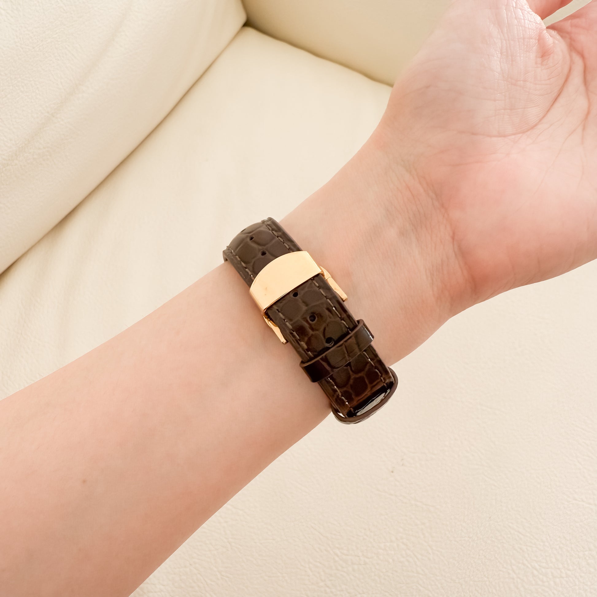 Alligator Leather Apple Watch Strap - Coffee