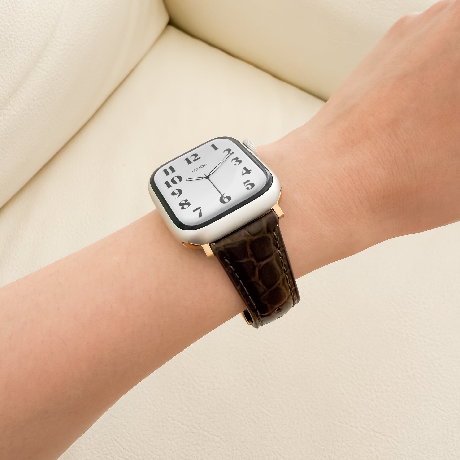 Alligator Leather Apple Watch Strap - Coffee