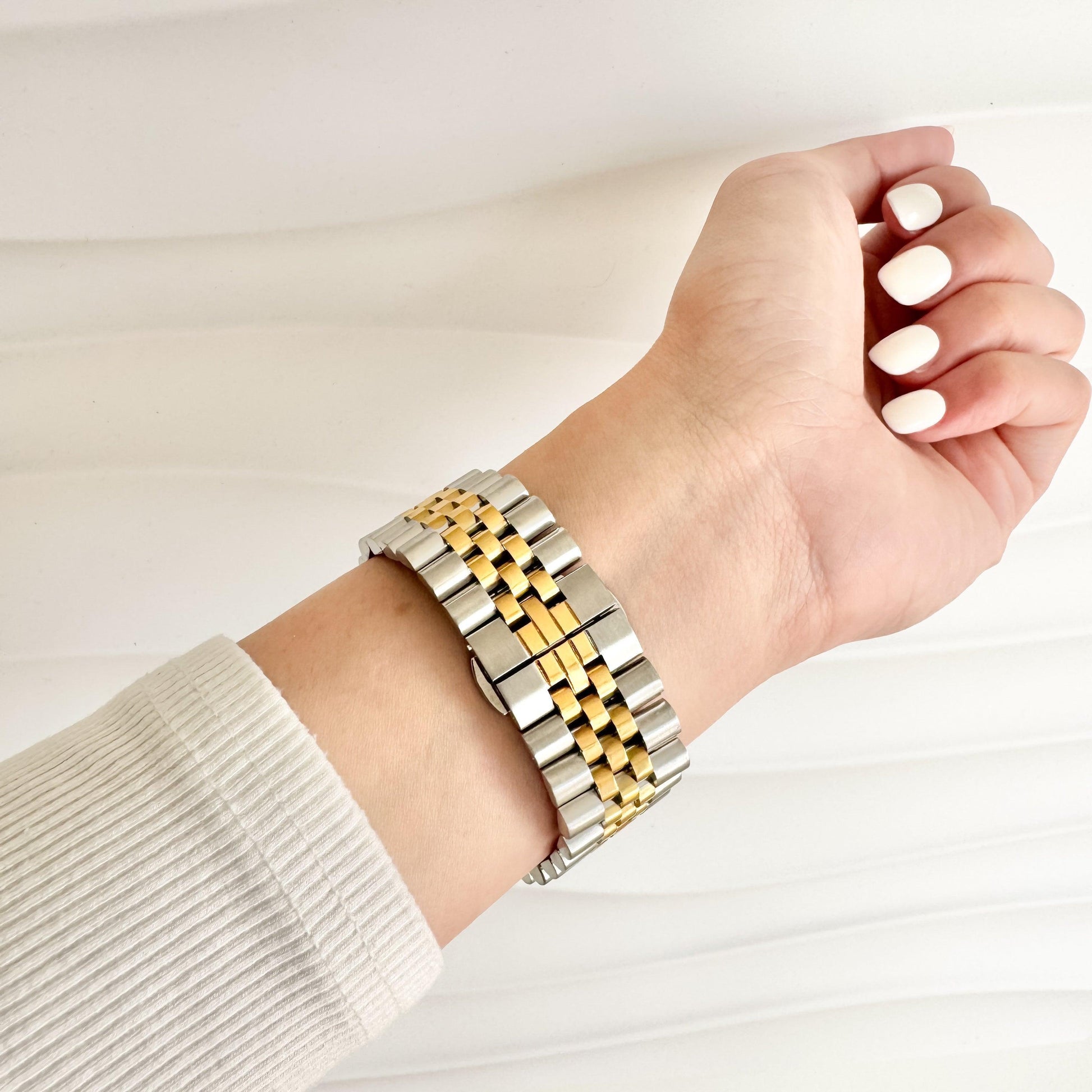 (St-Steel) Jubilee Apple Watch Strap - Two Tone