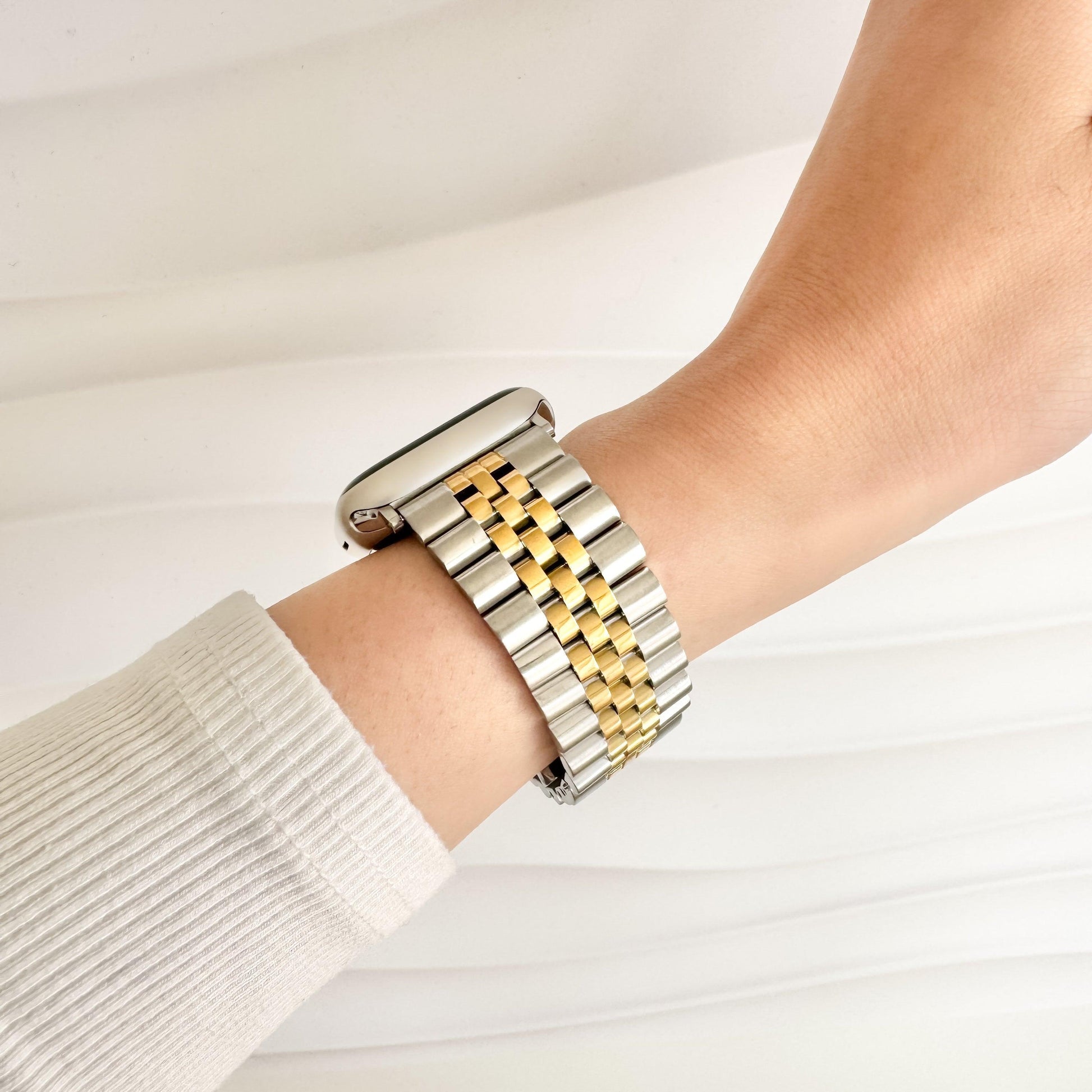(St-Steel) Jubilee Apple Watch Strap - Two Tone
