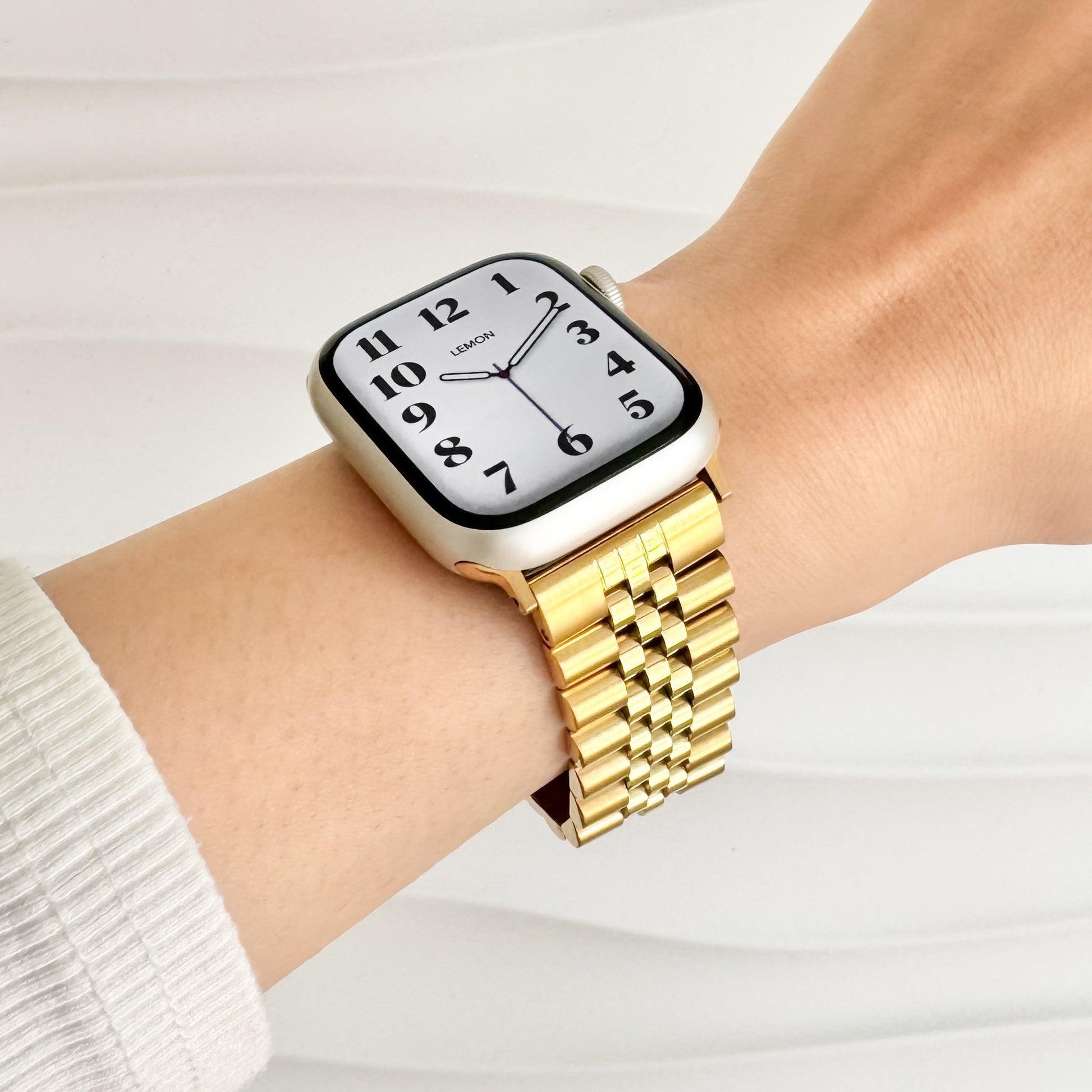 (St-Steel) Jubilee Apple Watch Strap - Gold
