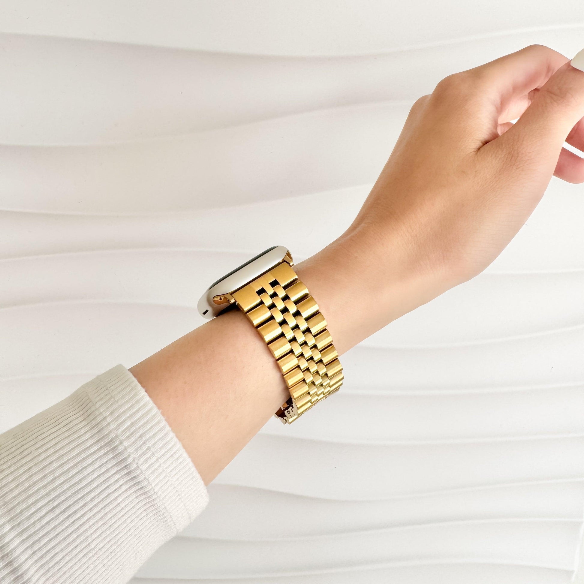 (St-Steel) Jubilee Apple Watch Strap - Gold