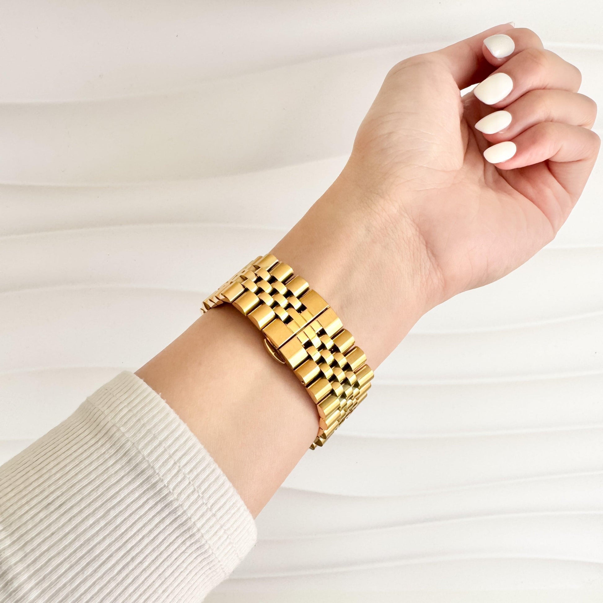 (St-Steel) Jubilee Apple Watch Strap - Gold