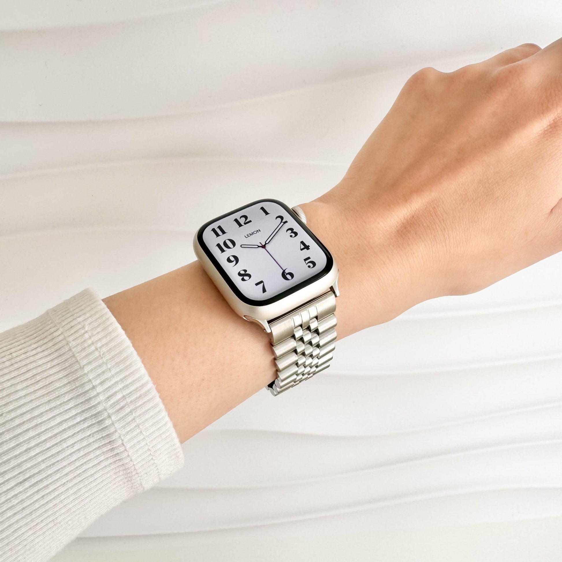 (St-Steel) Jubilee Apple Watch Strap - Silver