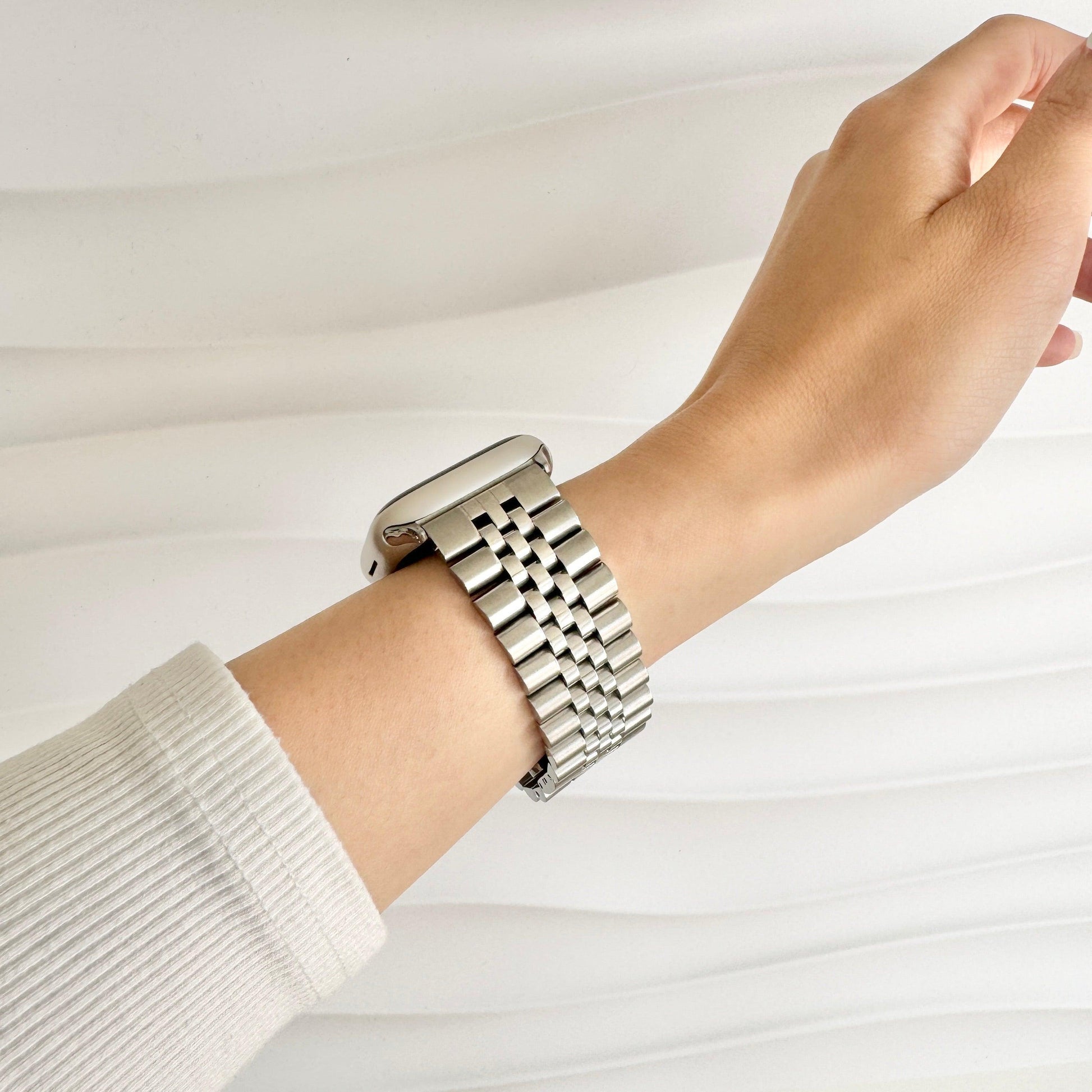 (St-Steel) Jubilee Apple Watch Strap - Silver