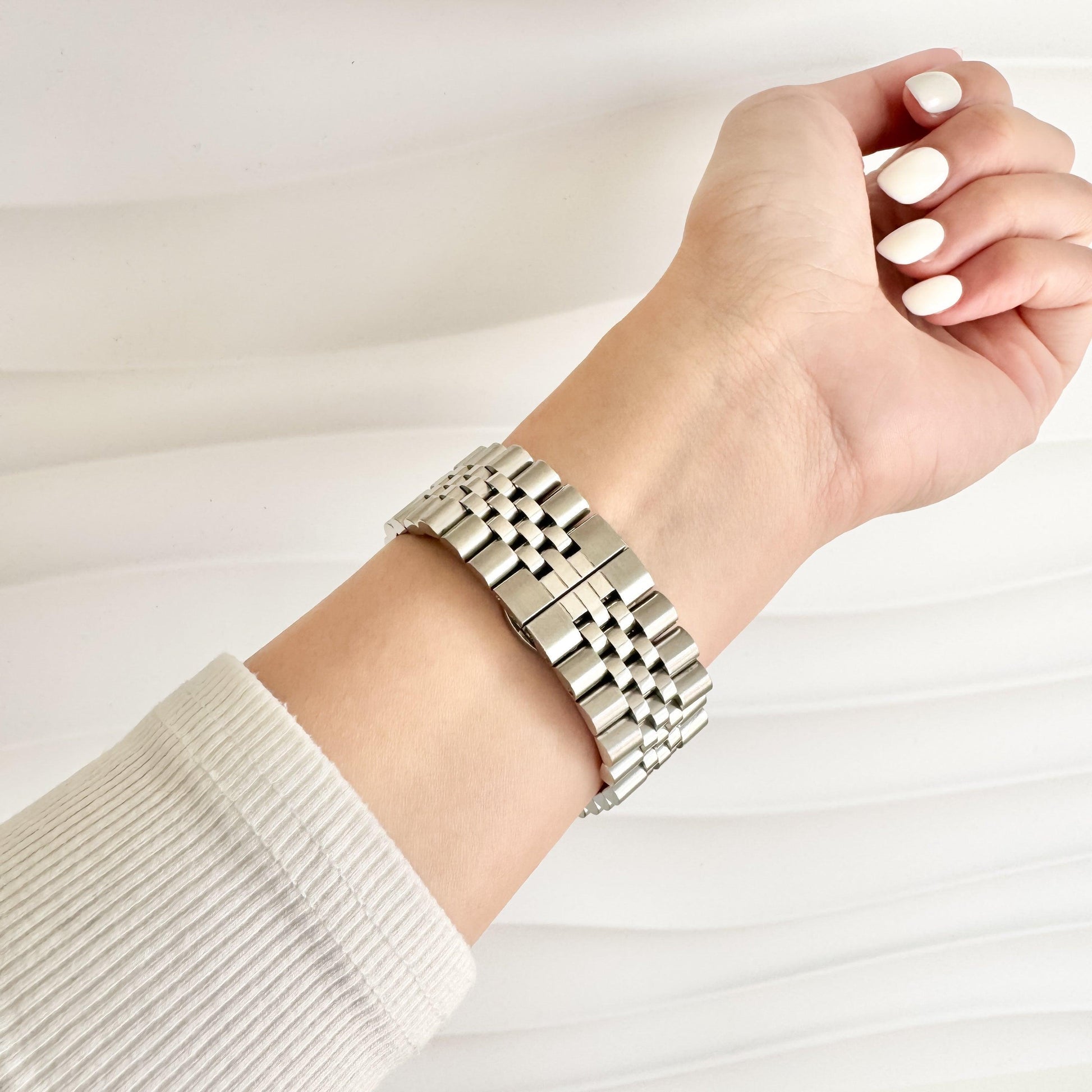 (St-Steel) Jubilee Apple Watch Strap - Silver
