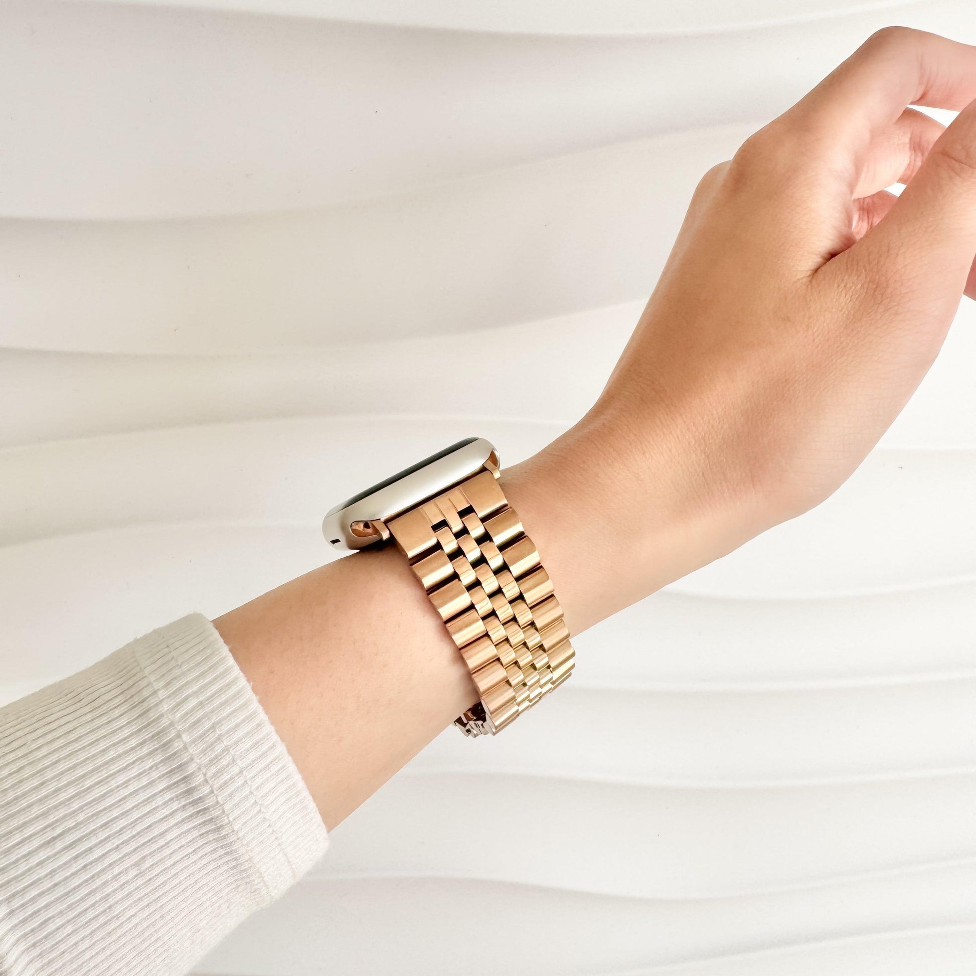 (St-Steel) Jubilee Apple Watch Strap - Rose Gold