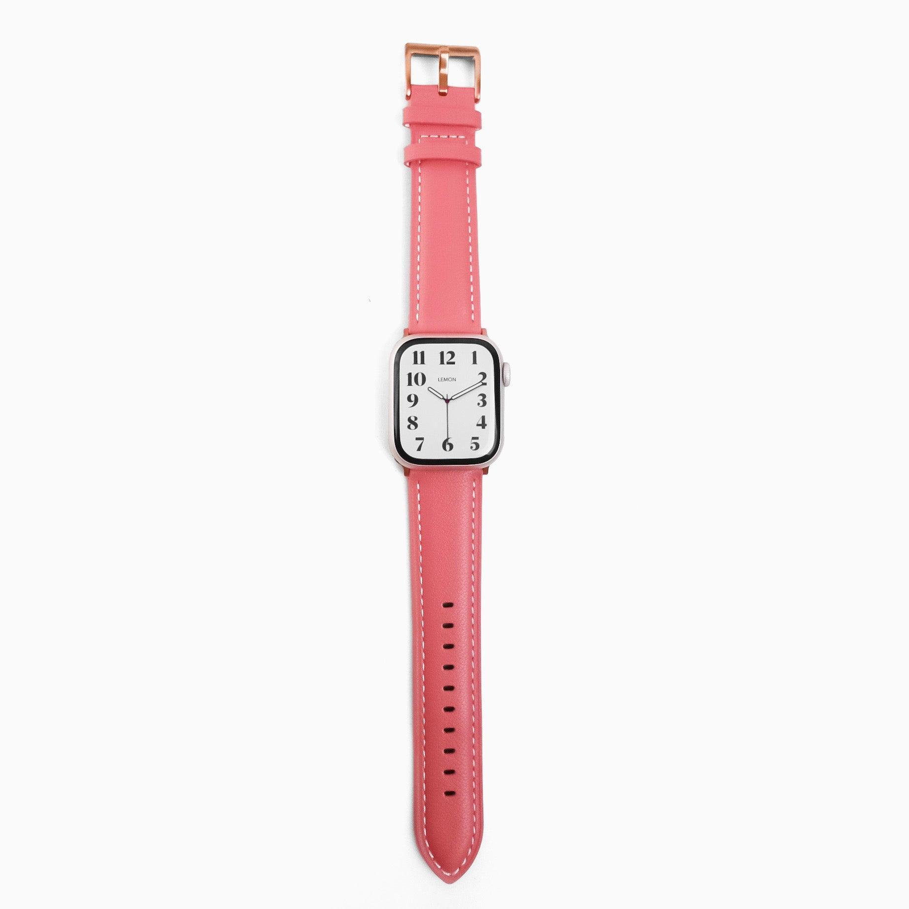 Soft Leather Apple Watch Strap - Vibrant Rose