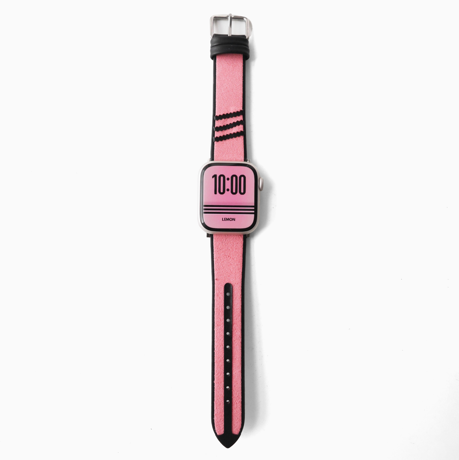 Samba Suede Leather Apple Watch Band - Black Pink