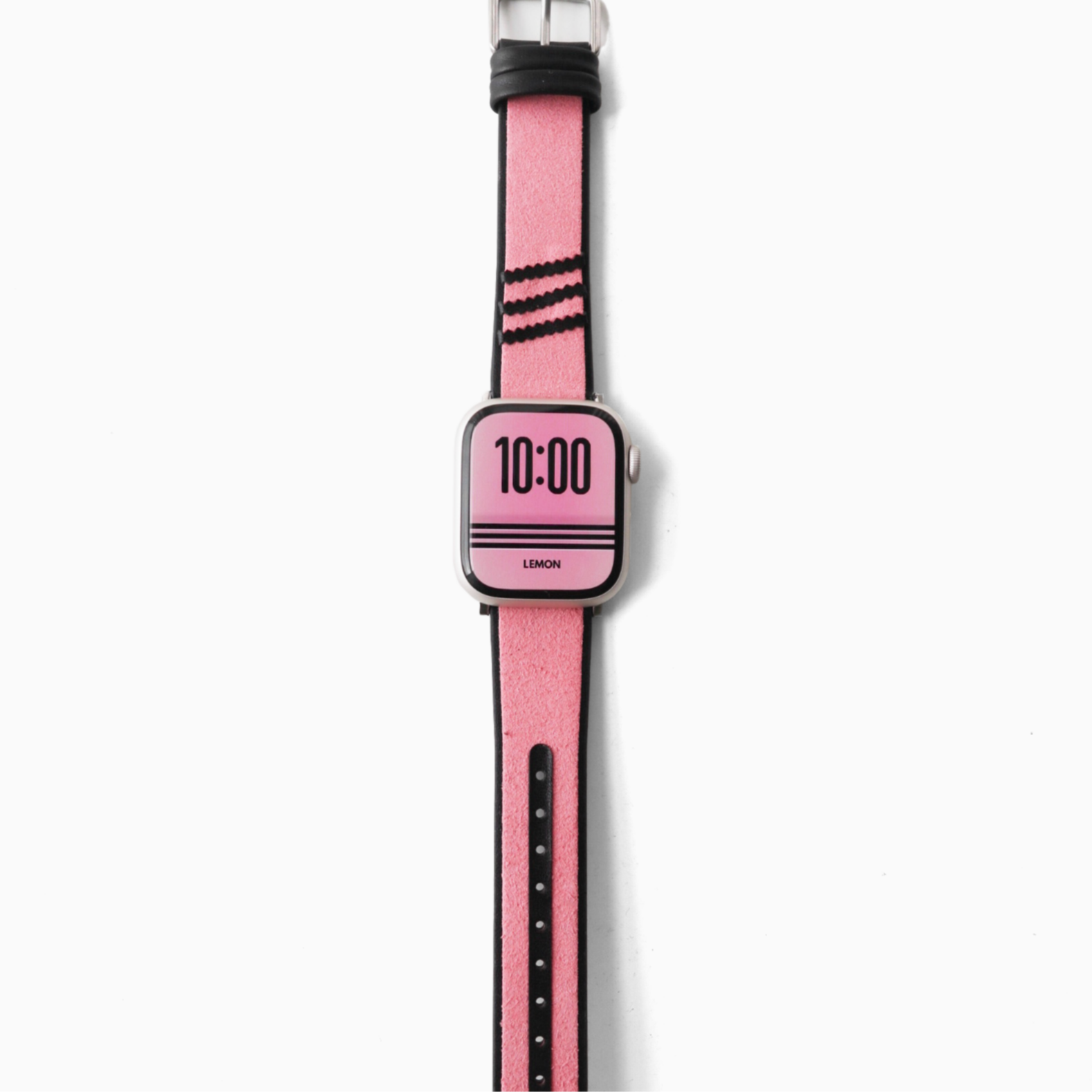 Samba Suede Leather Apple Watch Band - Black Pink