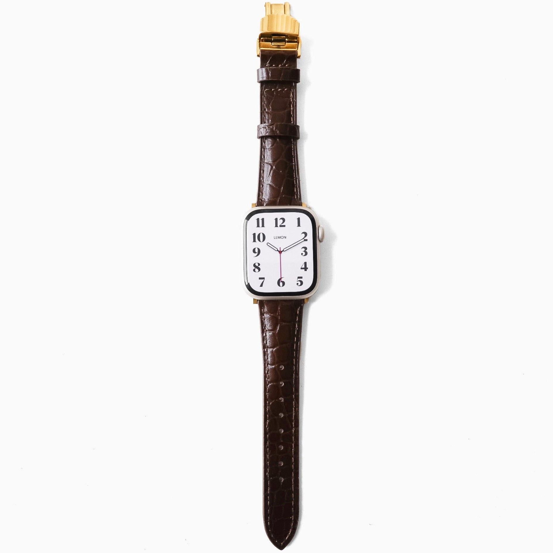 Alligator Leather Apple Watch Strap - Coffee