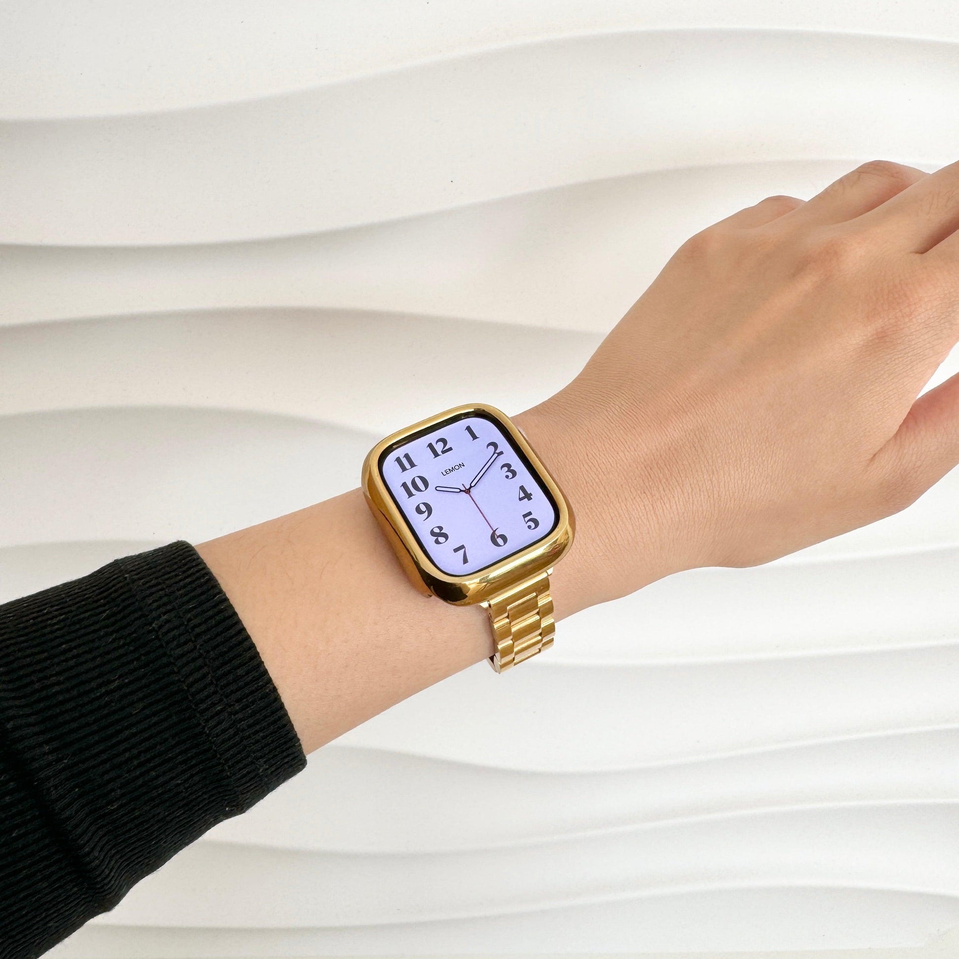 (St-Steel) Mirror Slim Oyster Apple Watch Strap - Gold