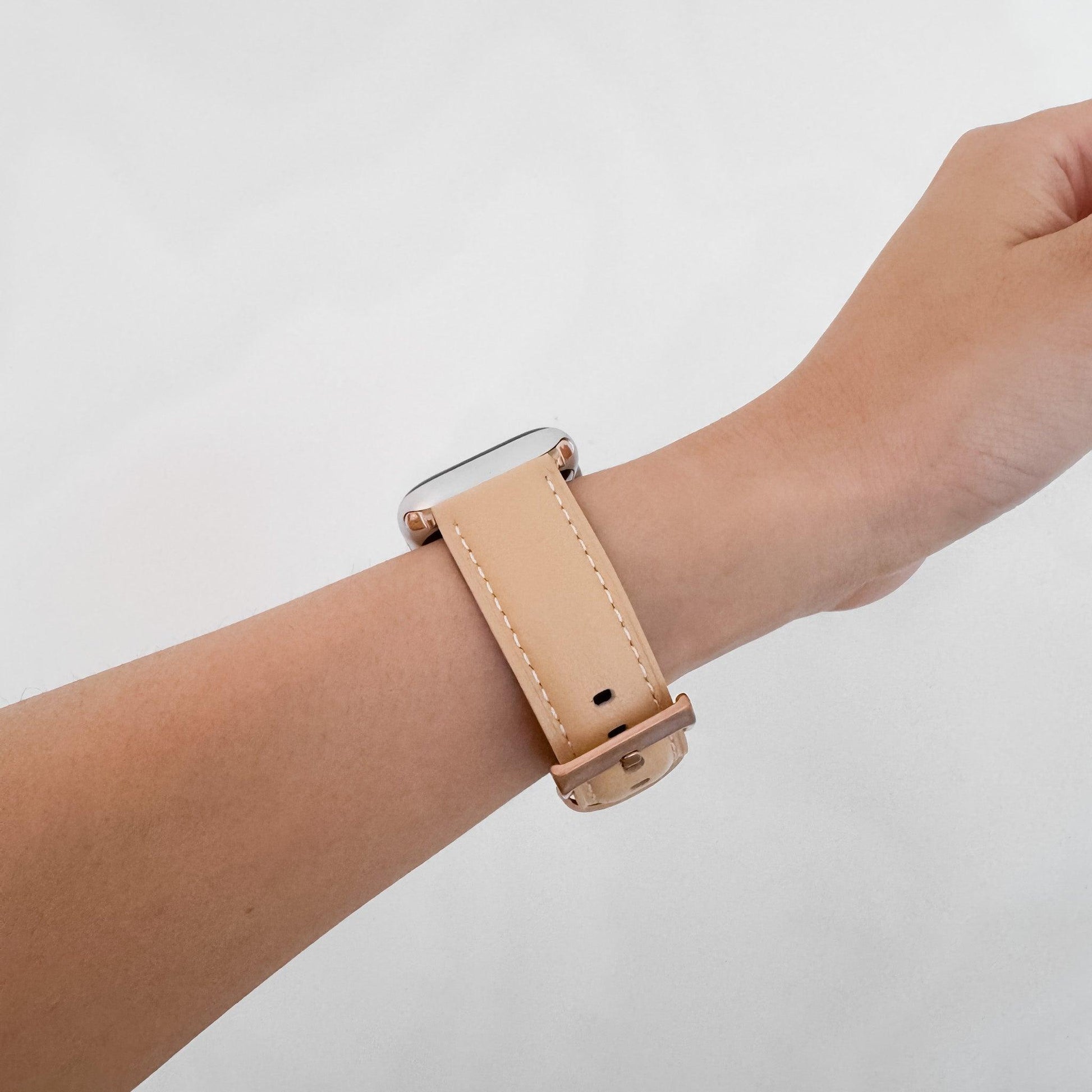 Soft Leather Apple Watch Strap - Sand Beige
