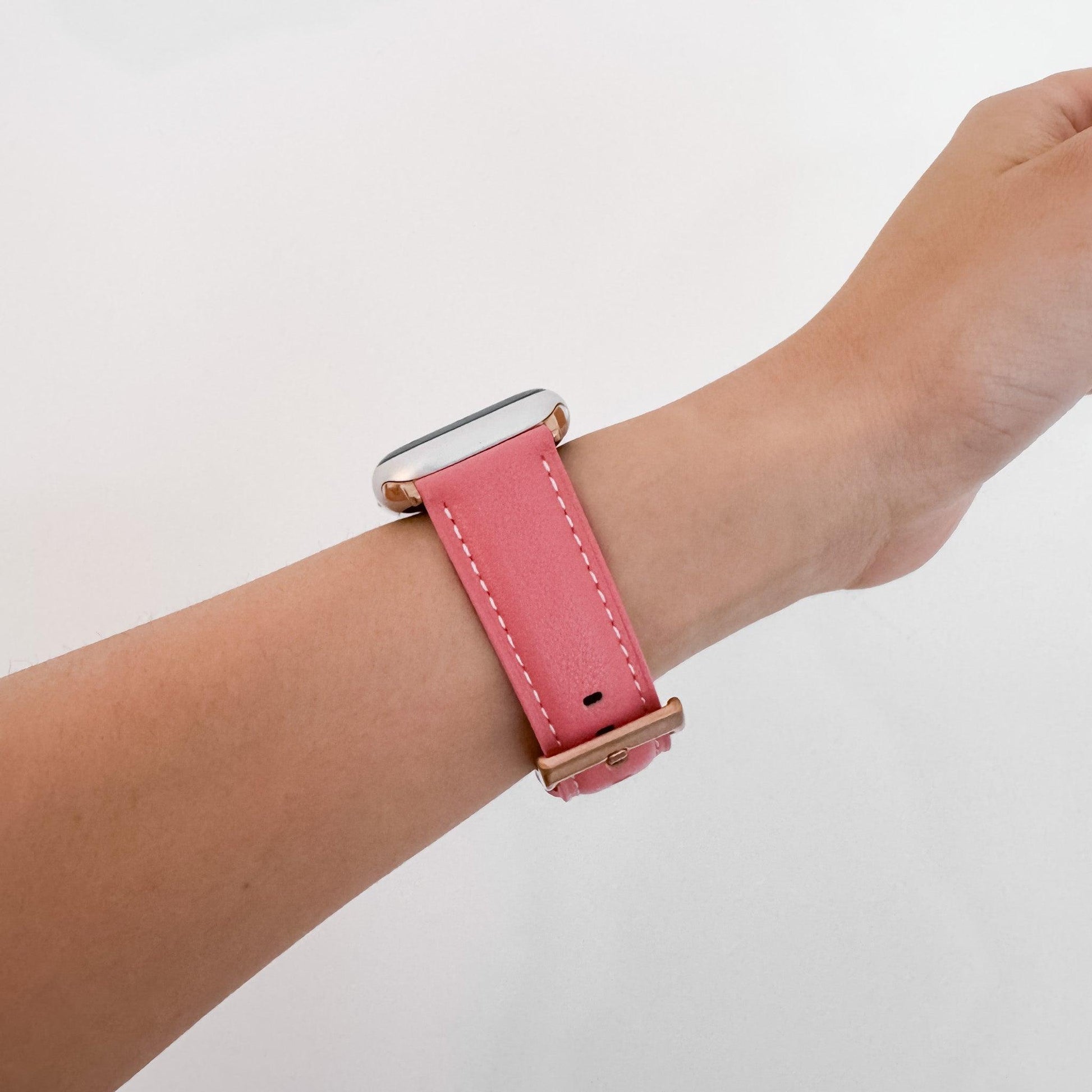 Soft Leather Apple Watch Strap - Vibrant Rose