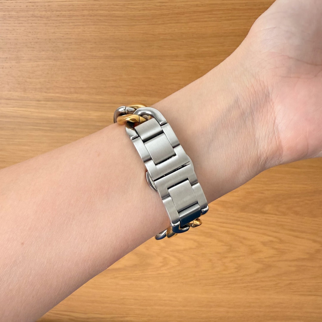 St-Steel) Two Tone Timeless Apple Watch Bracelet - Silver & Gold