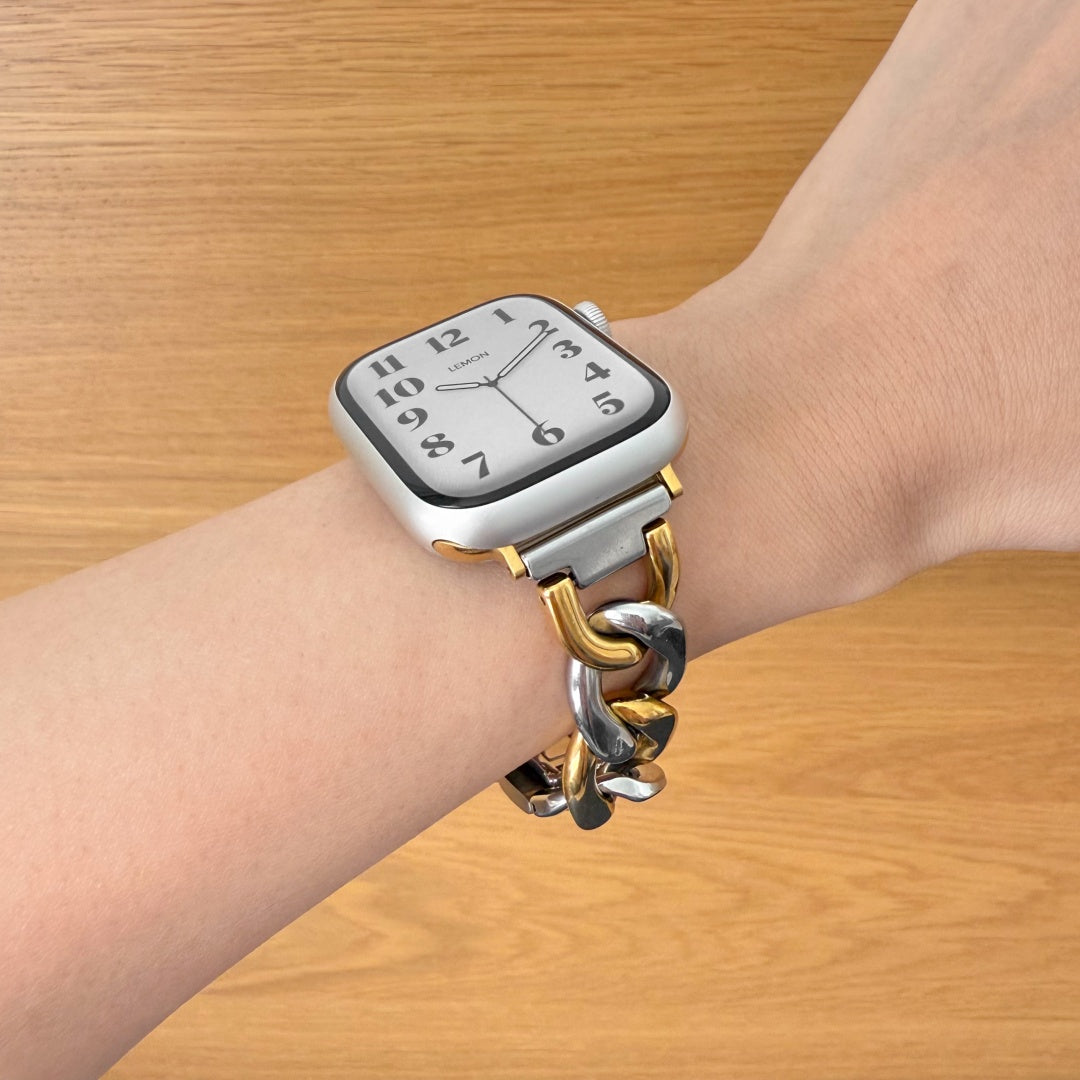 St-Steel) Two Tone Timeless Apple Watch Bracelet - Silver & Gold