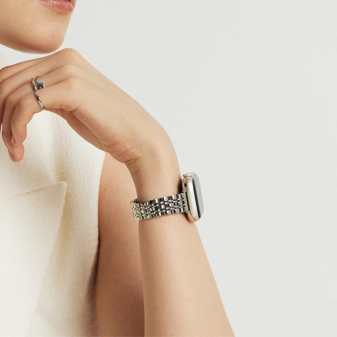 (St-Steel) Inspiration Apple Watch Strap - Silver