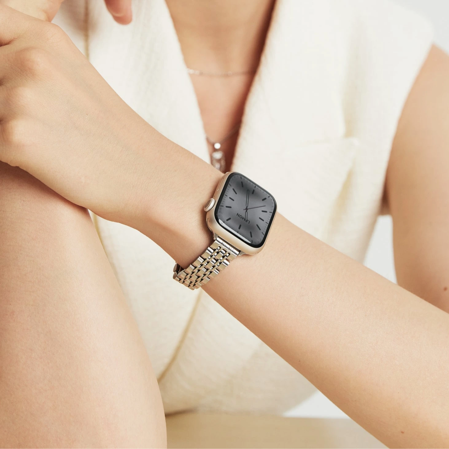 (St-Steel) Inspiration Apple Watch Strap - Silver