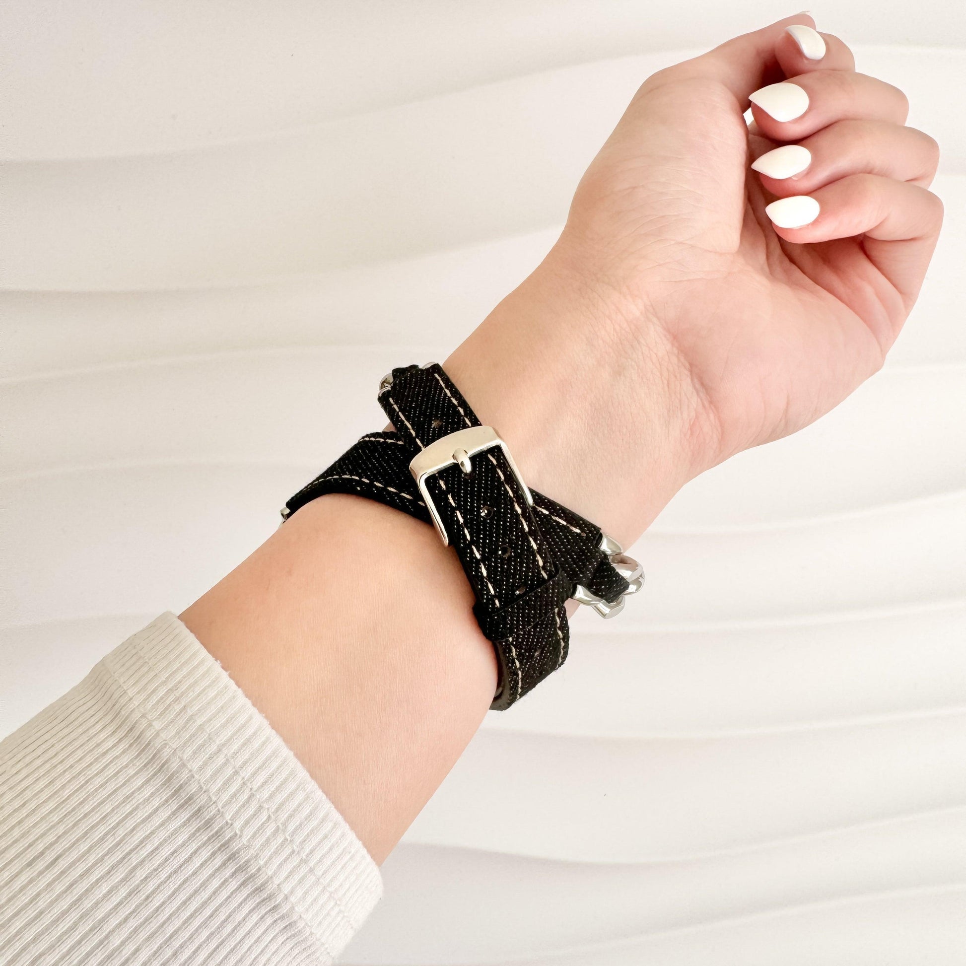 Denim Timeless Apple Watch Strap - Black
