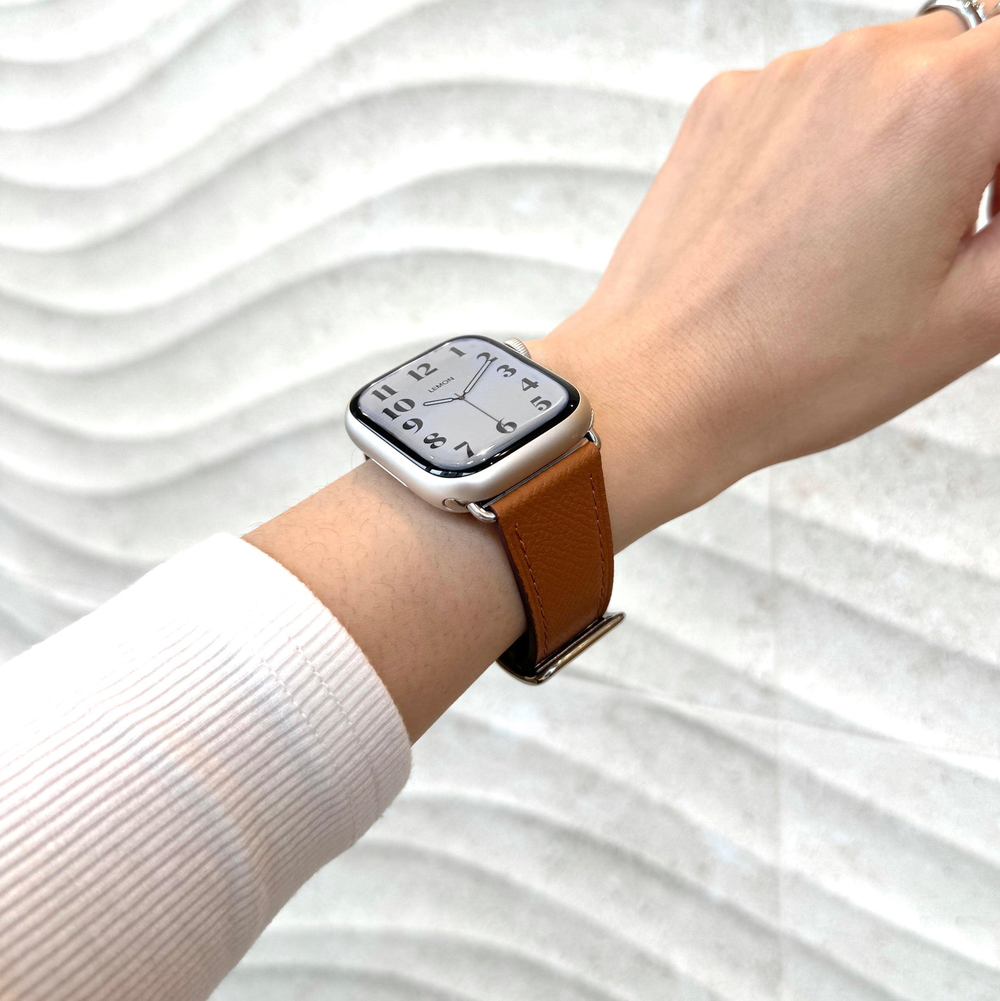 Florence Textured Leather Apple Watch Strap - Brown