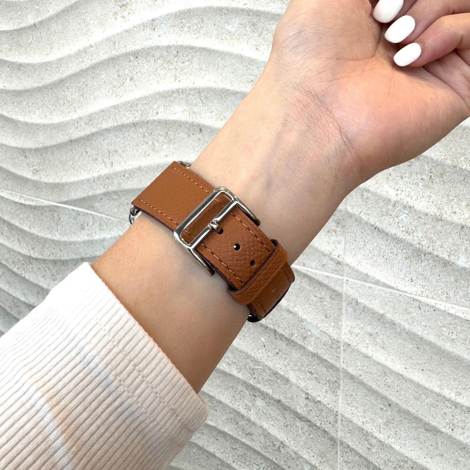 Florence Textured Leather Apple Watch Strap - Brown