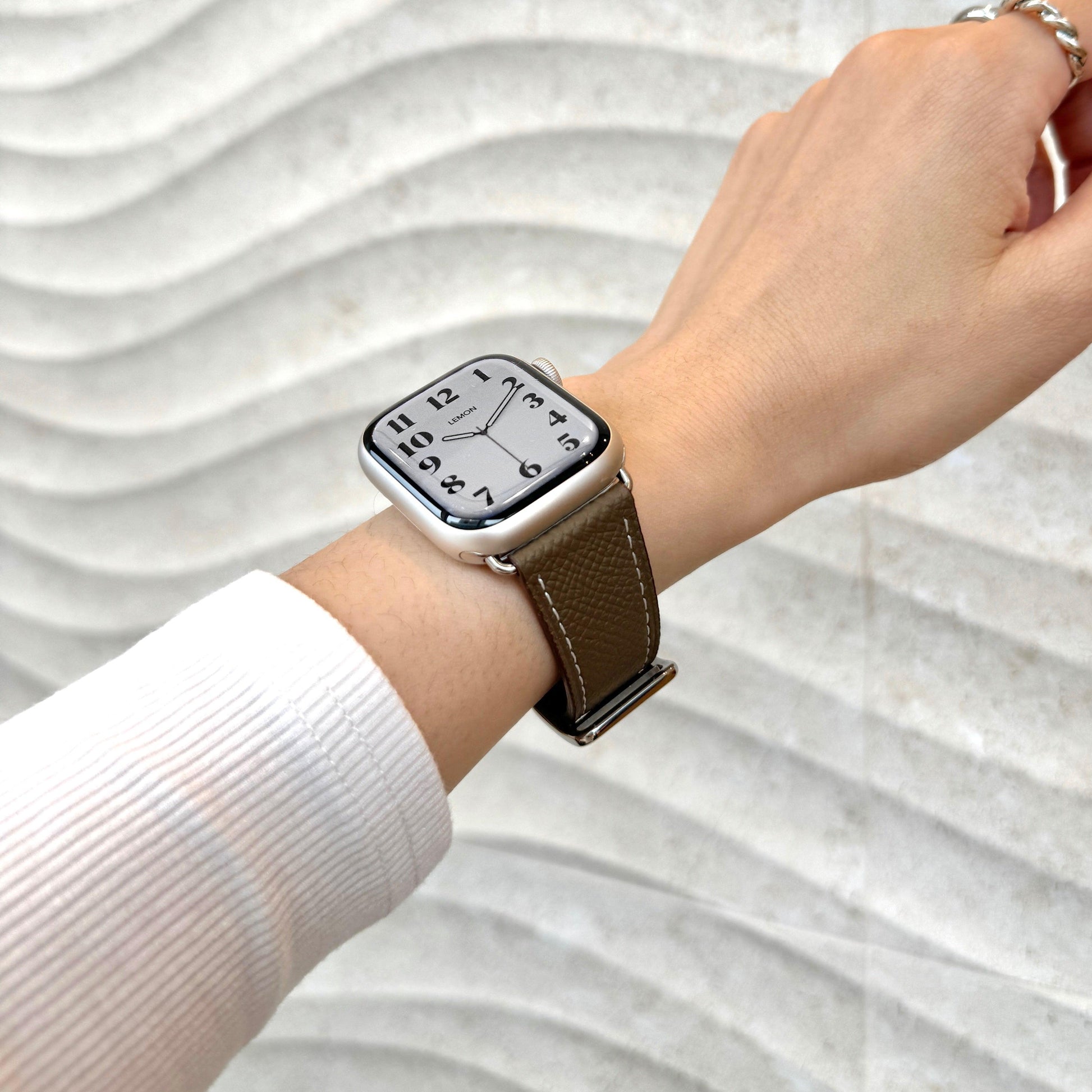 Florence Textured Leather Apple Watch Strap - Olive