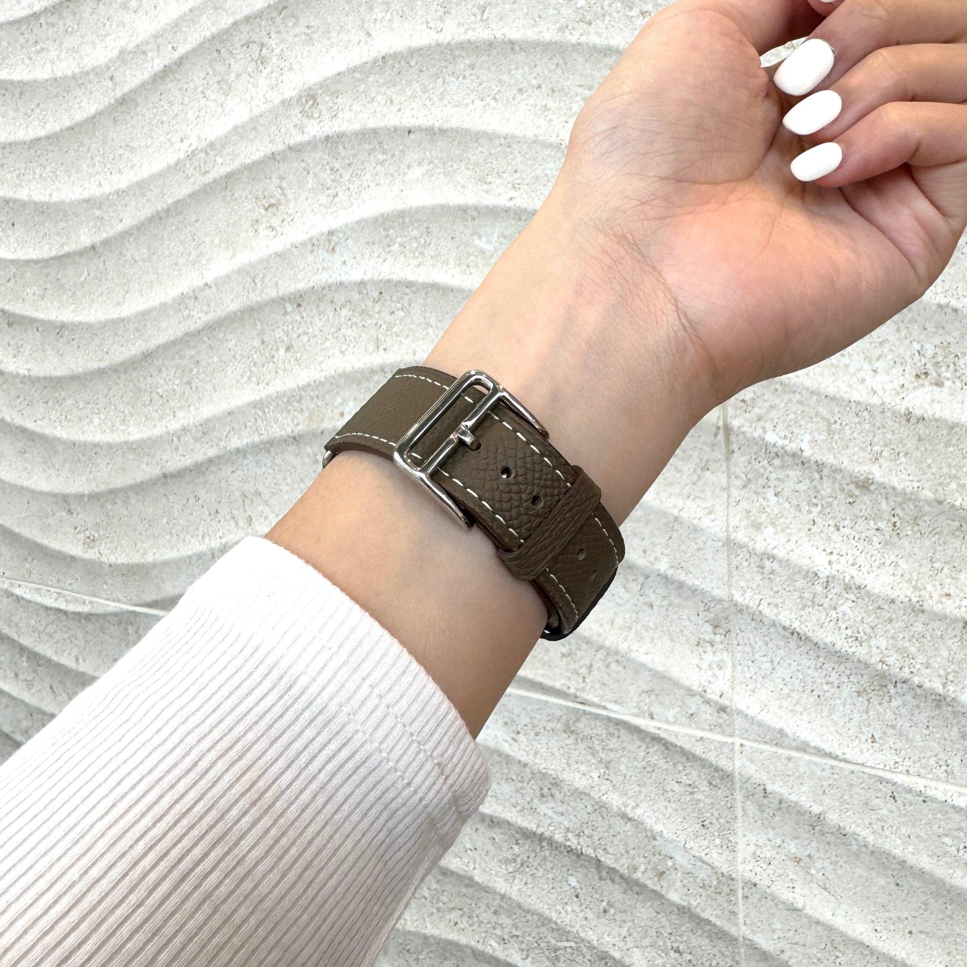 Florence Textured Leather Apple Watch Strap - Olive