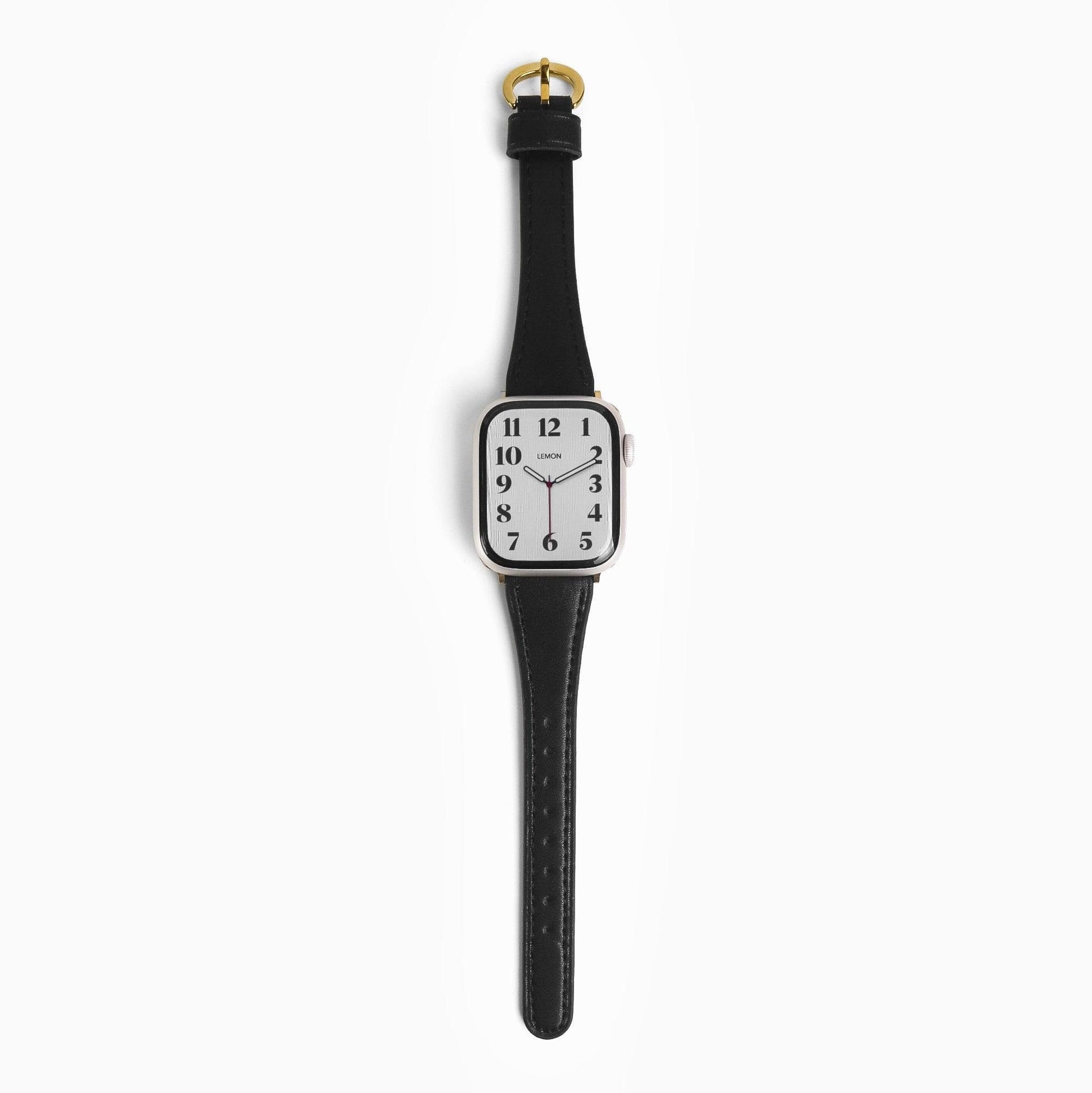 Slim Horseshoe Leather Apple Watch Strap - Black