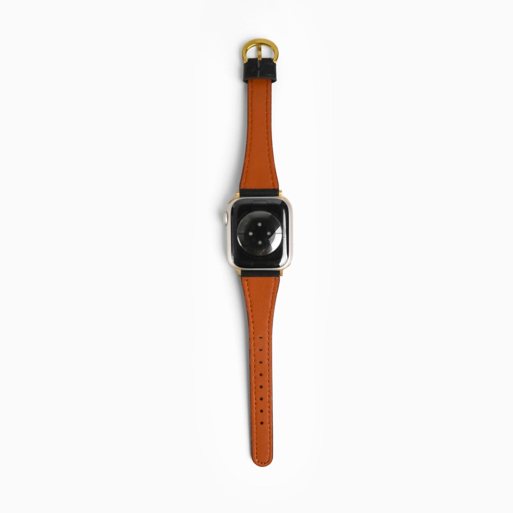 Slim Horseshoe Leather Apple Watch Strap - Black