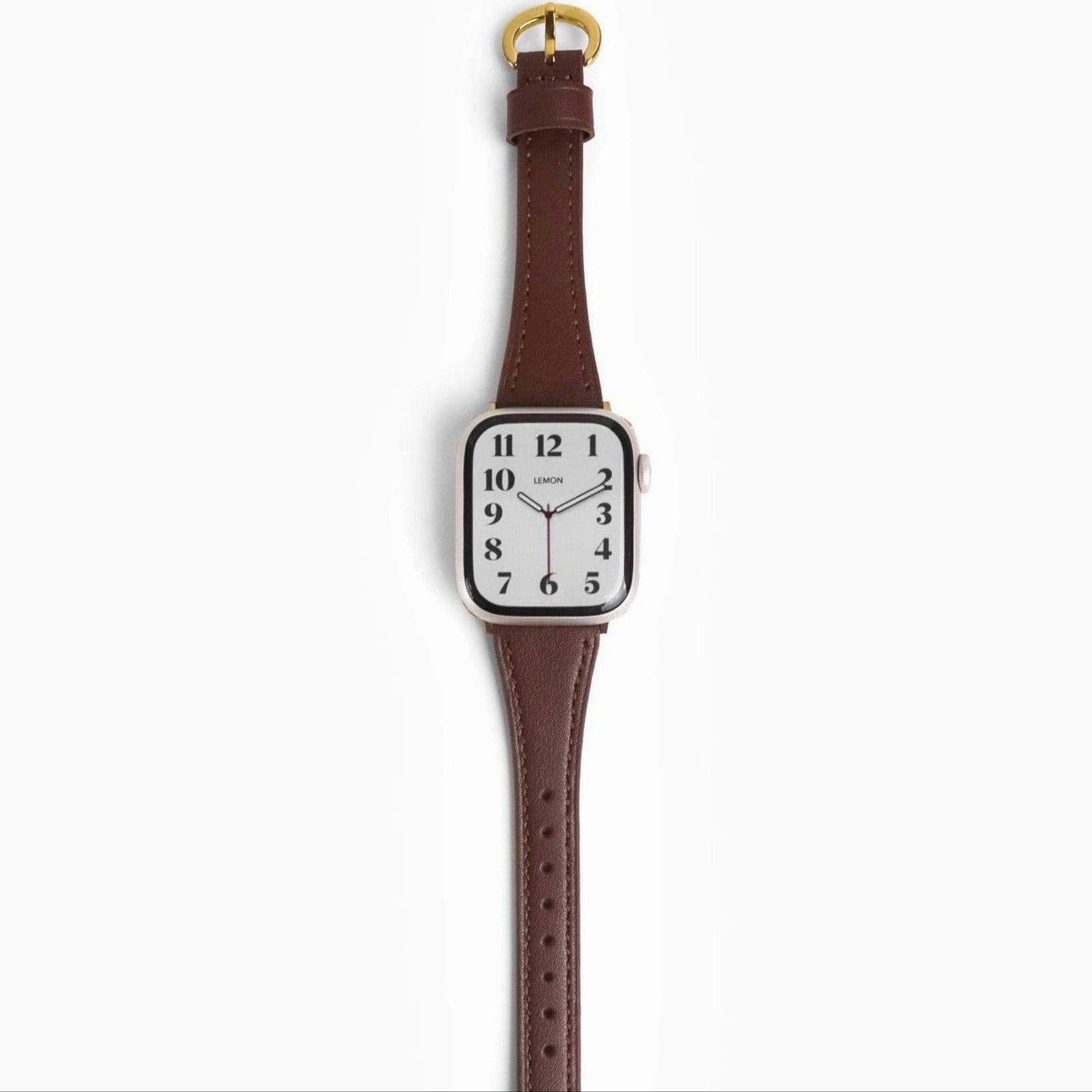 Slim Horseshoe Leather Apple Watch Strap - Brown