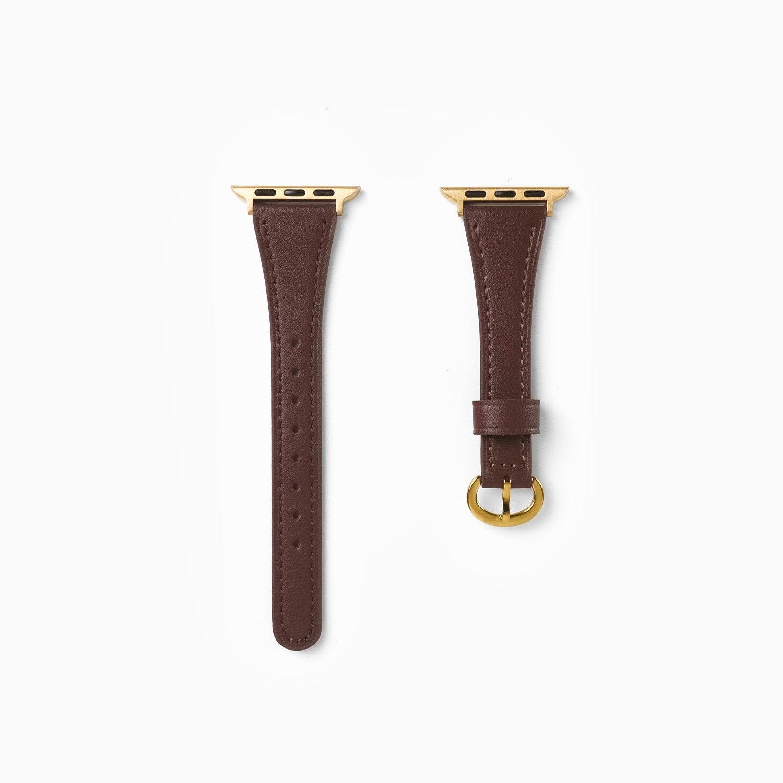 Slim Horseshoe Leather Apple Watch Strap - Brown